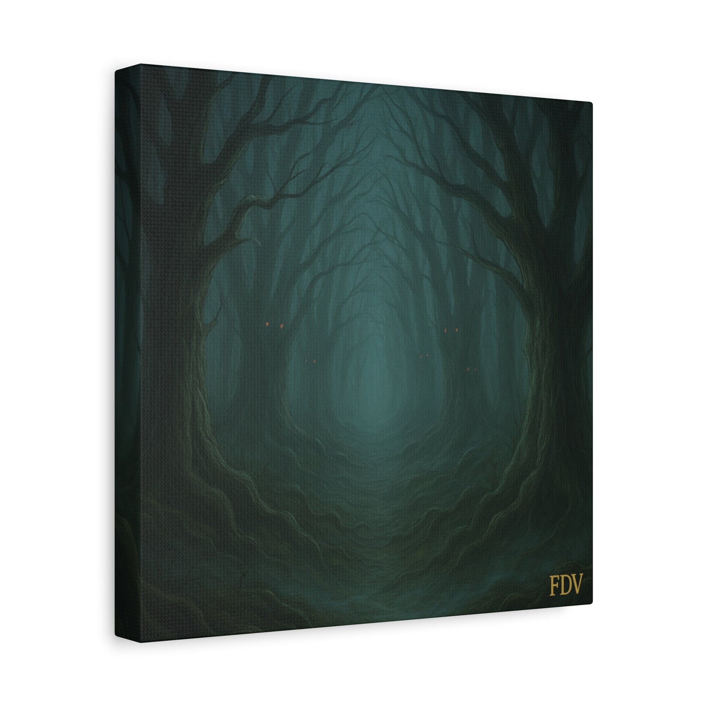 Eerie Forest Canvas Art, Spooky Home Decor, Dark Wall Hanging, Halloween Wall Art, Unique Gift for Nature Lovers, Gothic Decor
