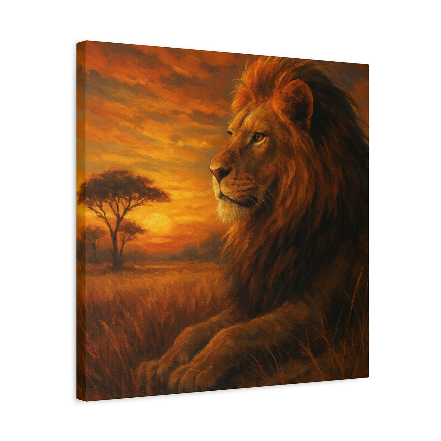 King of the Savanna - Lion Sunset Canvas