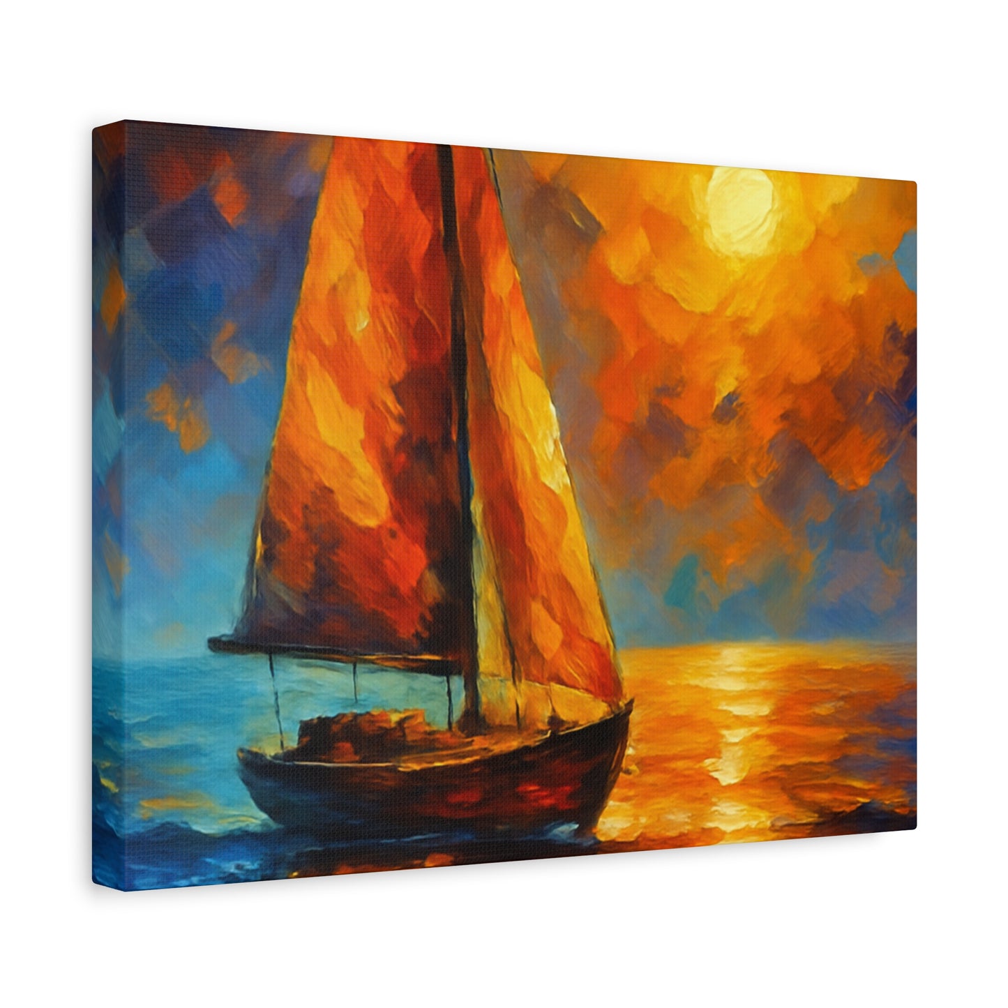Canvas Art Print, Nautical Wall Decor, Sailboat Painting, Ocean Sunset, Home Decoration, Coastal Art