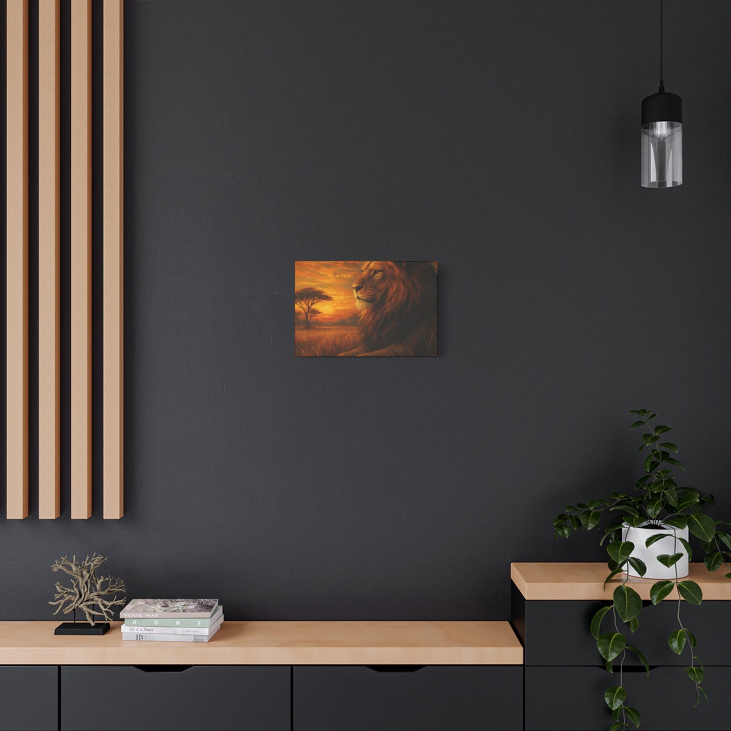 King of the Savanna - Lion Sunset Canvas