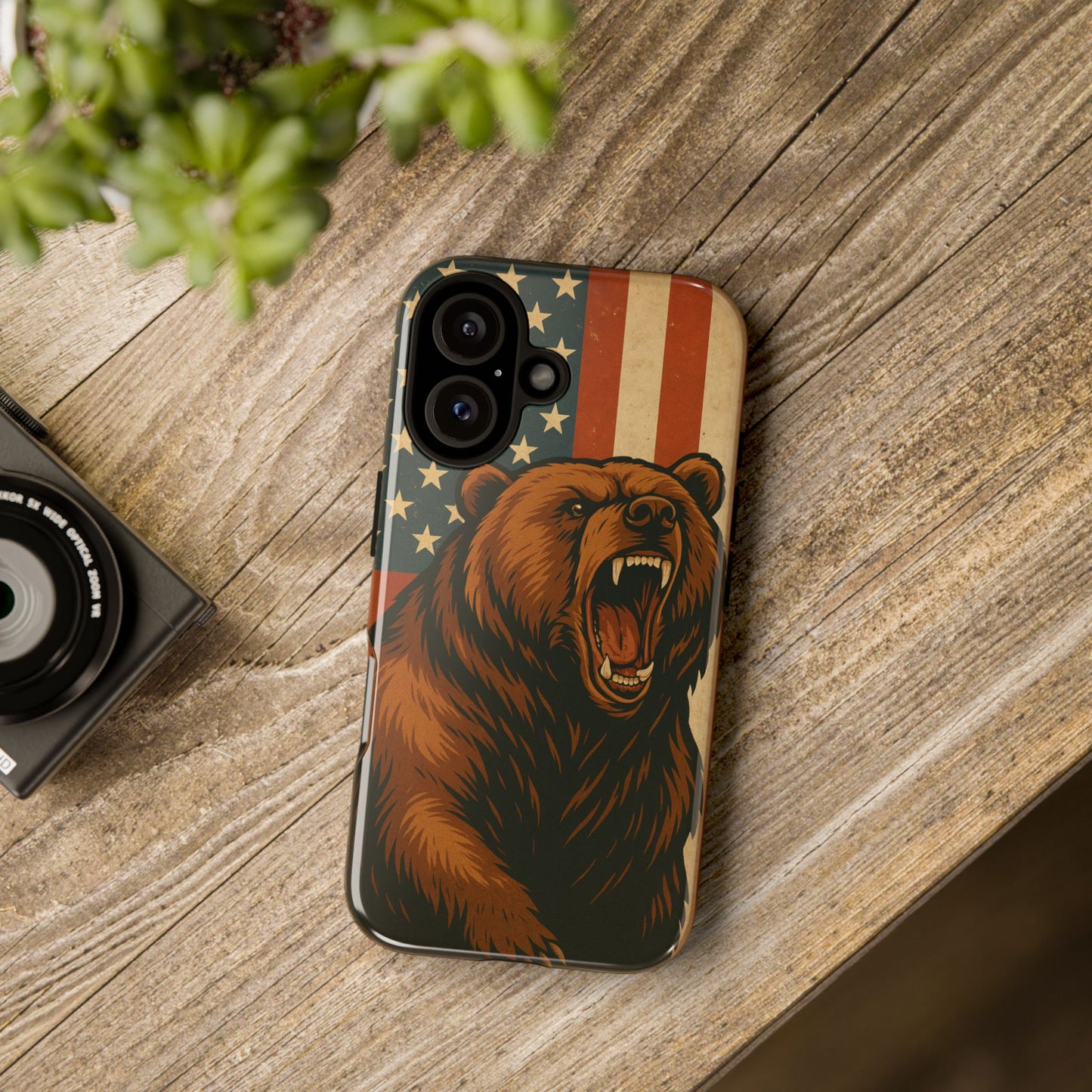 Tough Cases - Patriotic Bear Phone Case, Custom Phone Cover, Strong Protective Case, USA Flag Design, Gift for Outdoors Lovers