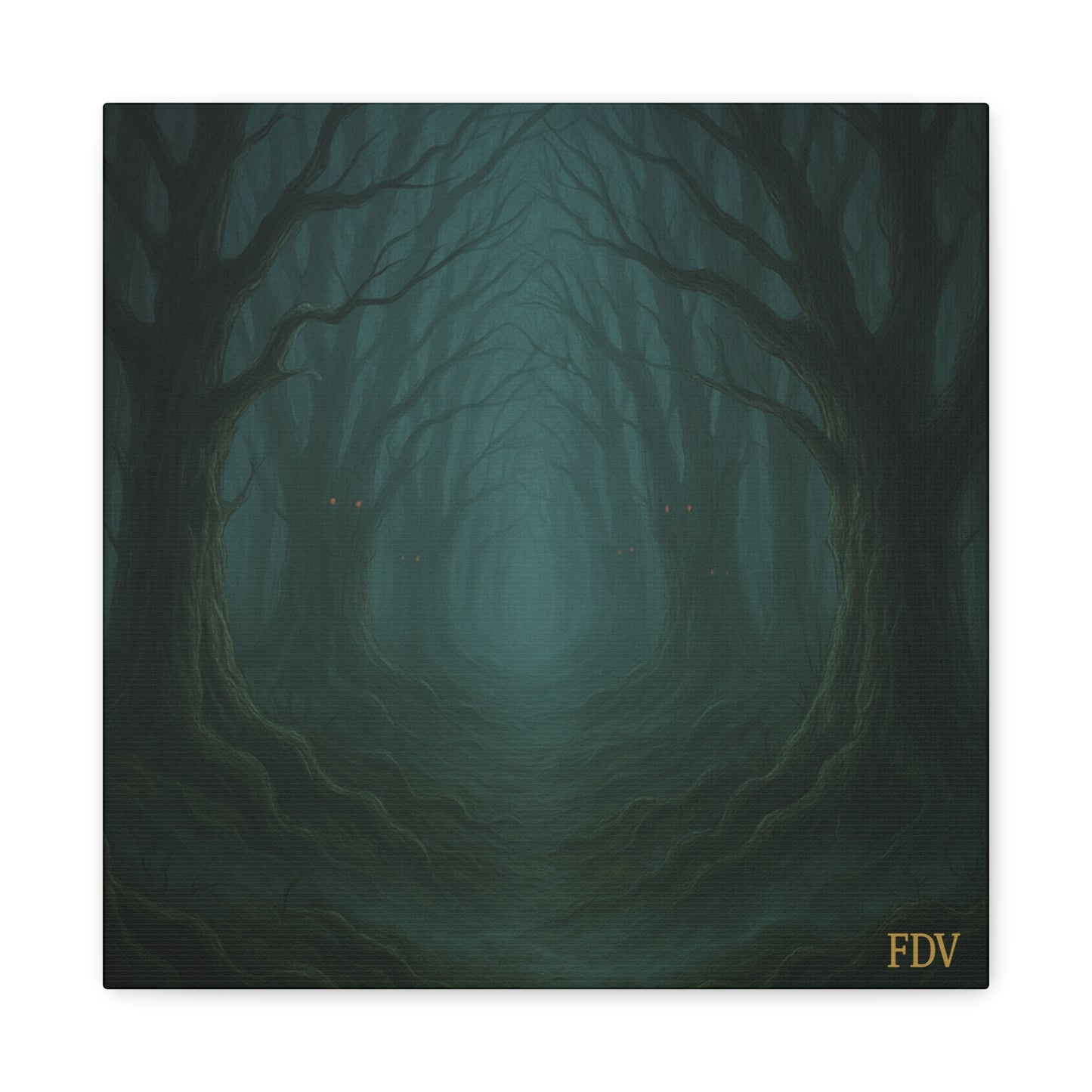 Eerie Forest Canvas Art, Spooky Home Decor, Dark Wall Hanging, Halloween Wall Art, Unique Gift for Nature Lovers, Gothic Decor