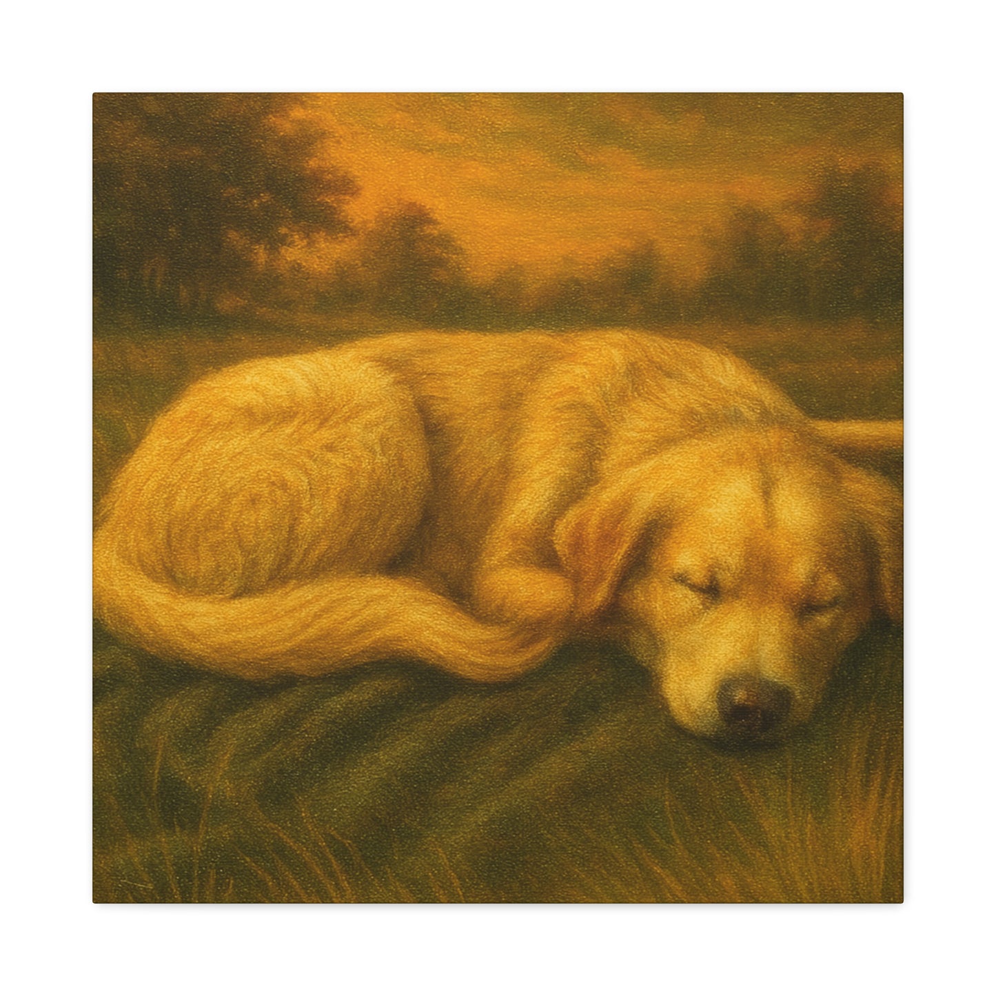 Golden Retriever Art Canvas Print, Dog Lovers Decor, Warm Home Wall Art, Gift for Pet Owners, Relaxing Pet Artwork