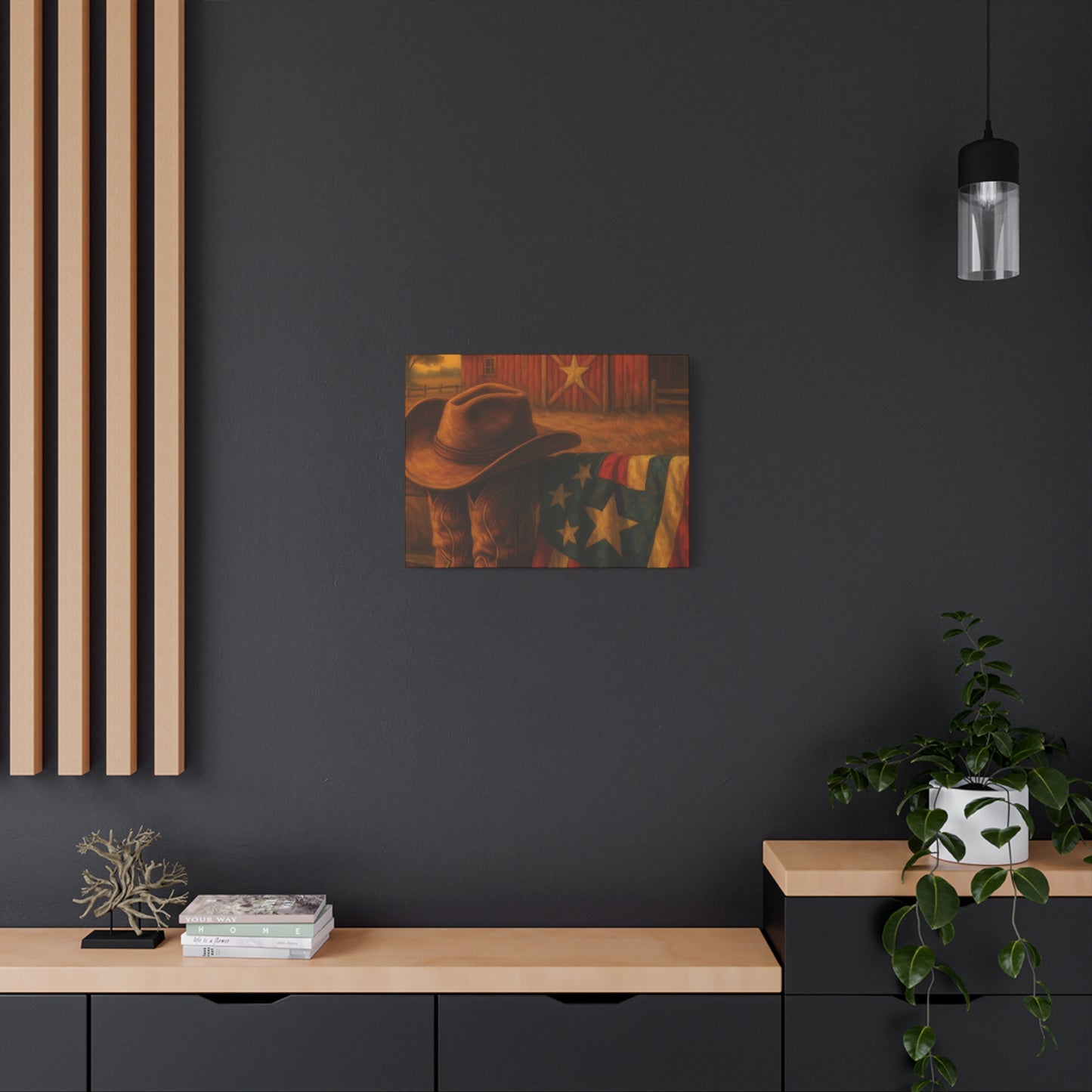 Rustic Canvas Art Print, Western Decor, Cowboy Hat and Boots, Americana Wall Art, Perfect Gift for Country Lovers