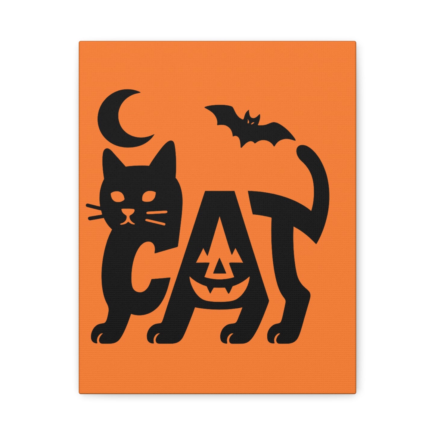 Halloween Cat Canvas Wall Art, Spooky Home Decor, Autumn Accent, Cat Lover Gift, Seasonal Wall Decor, Pumpkin Design