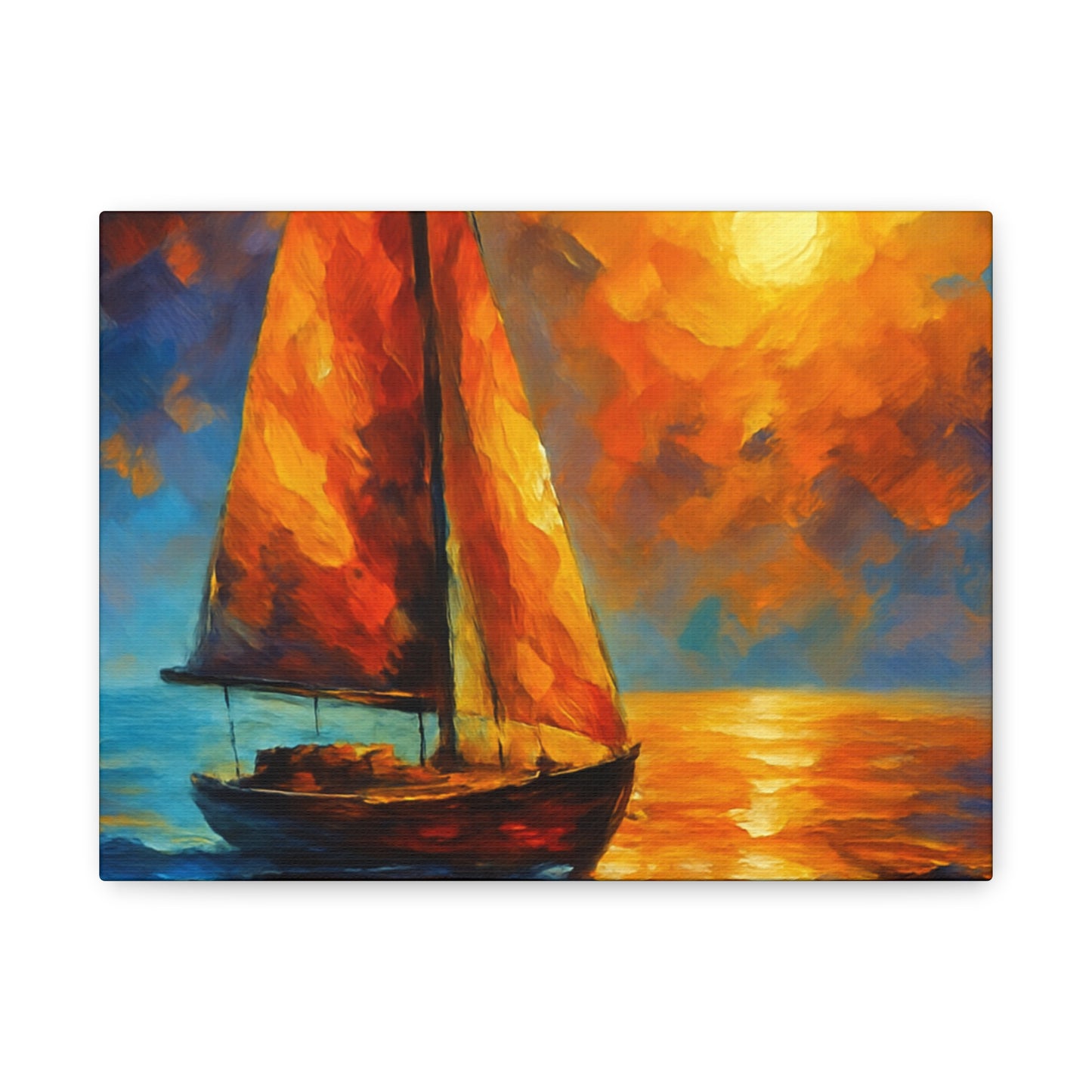 Canvas Art Print, Nautical Wall Decor, Sailboat Painting, Ocean Sunset, Home Decoration, Coastal Art