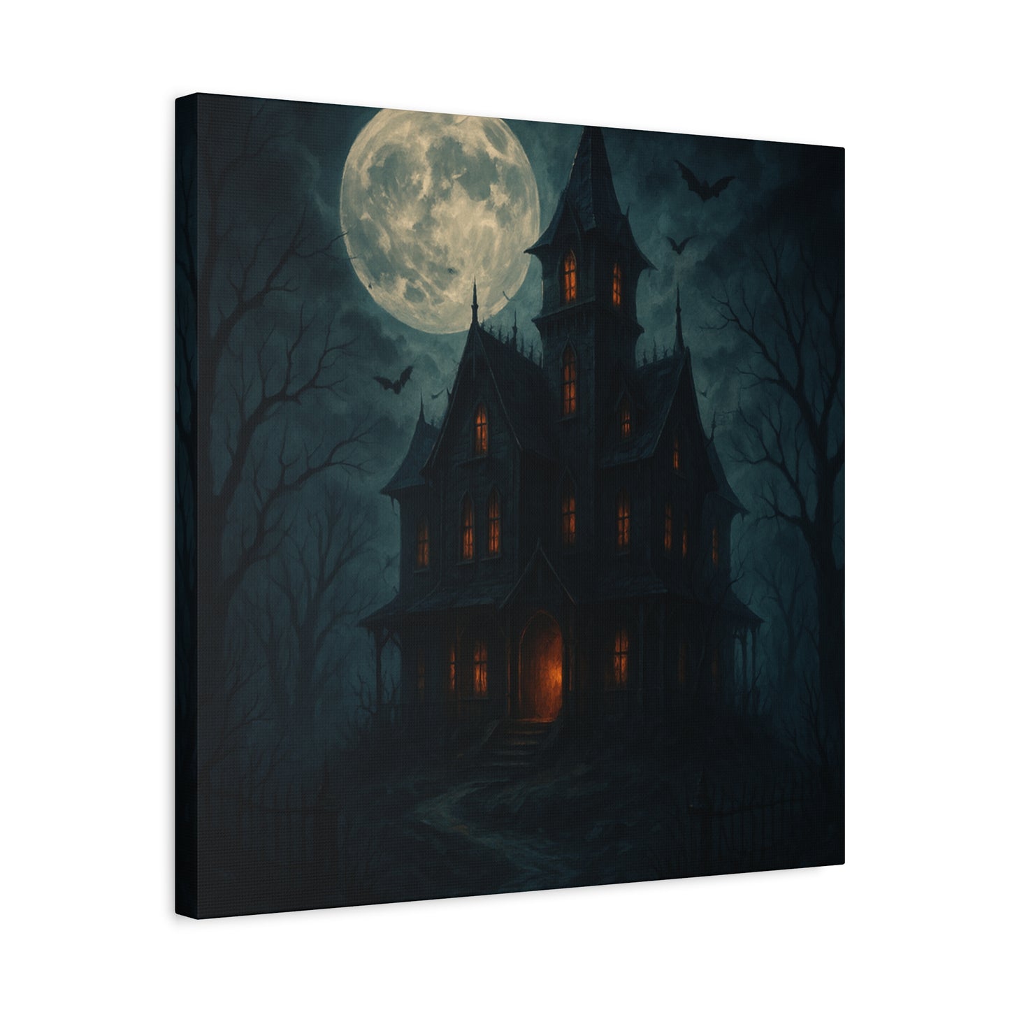 Haunted House Canvas Art Print, Gothic Wall Decor, Spooky Home Decor, Halloween Artwork, Horror Theme Decoration
