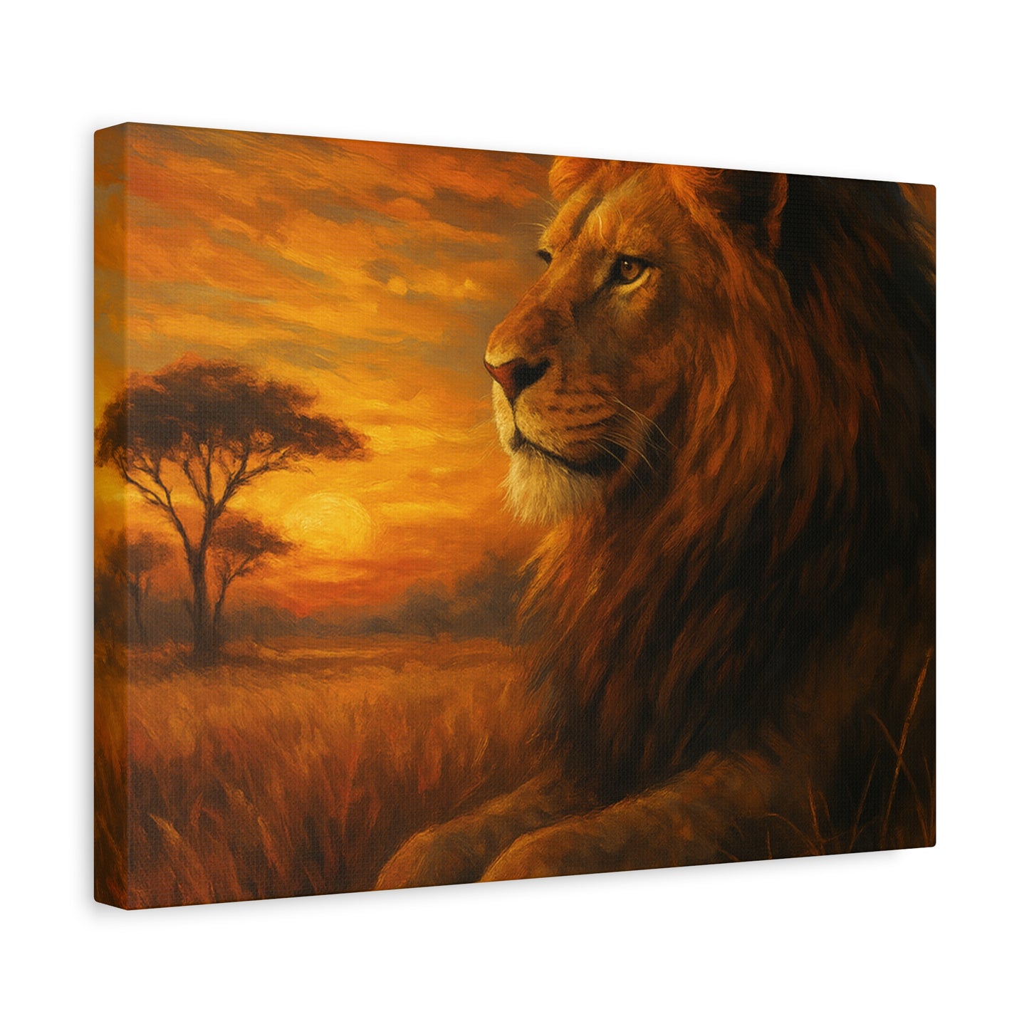 King of the Savanna - Lion Sunset Canvas