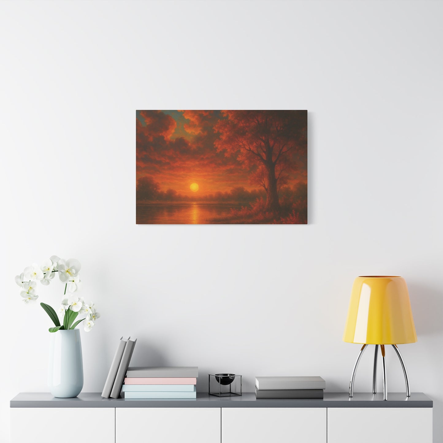 Serene Sunset Canvas Wall Art, Nature Decor, Home Aesthetic, Gift for Art Lovers, Inspiring Wall Hanging, Living Room Decoration