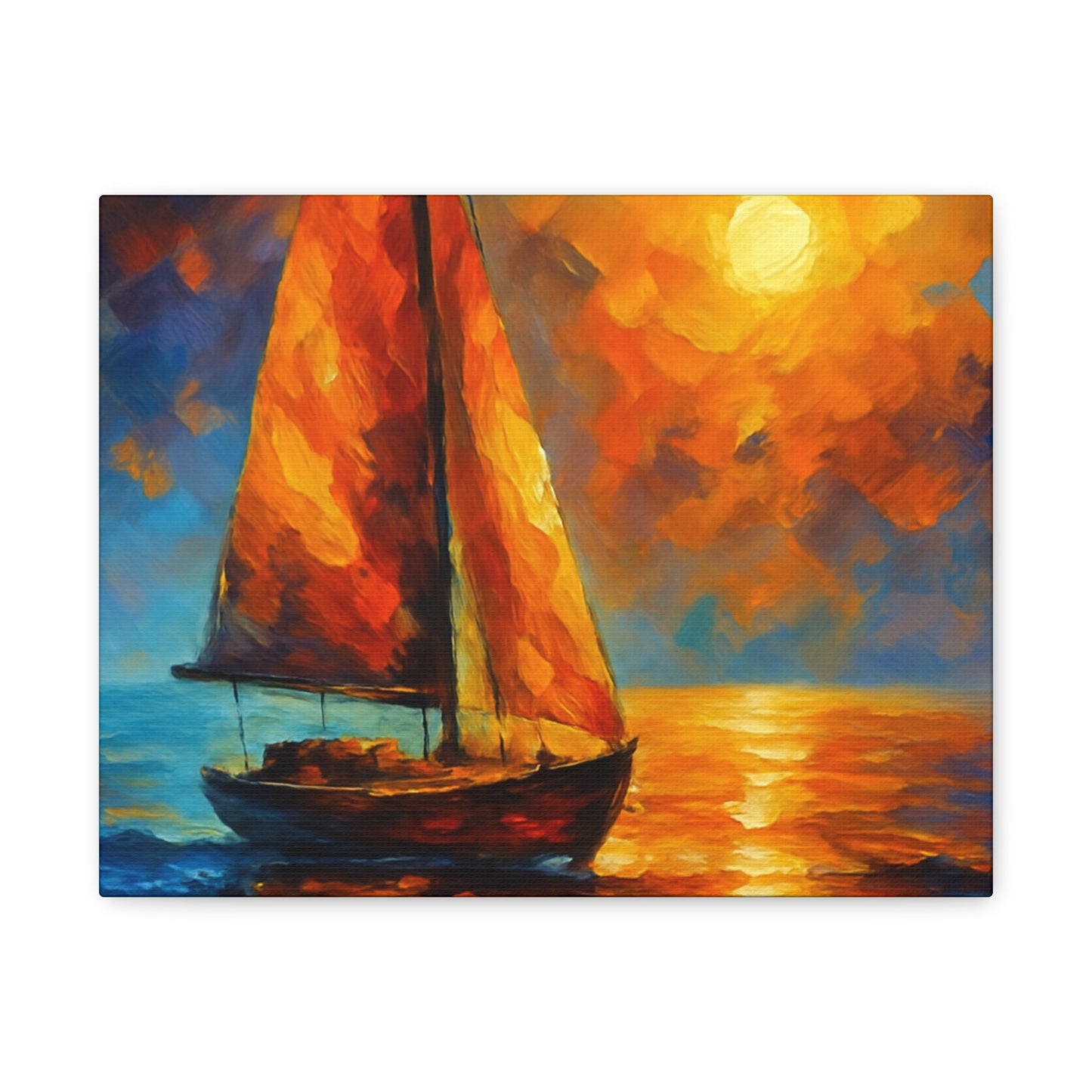 Canvas Art Print, Nautical Wall Decor, Sailboat Painting, Ocean Sunset, Home Decoration, Coastal Art