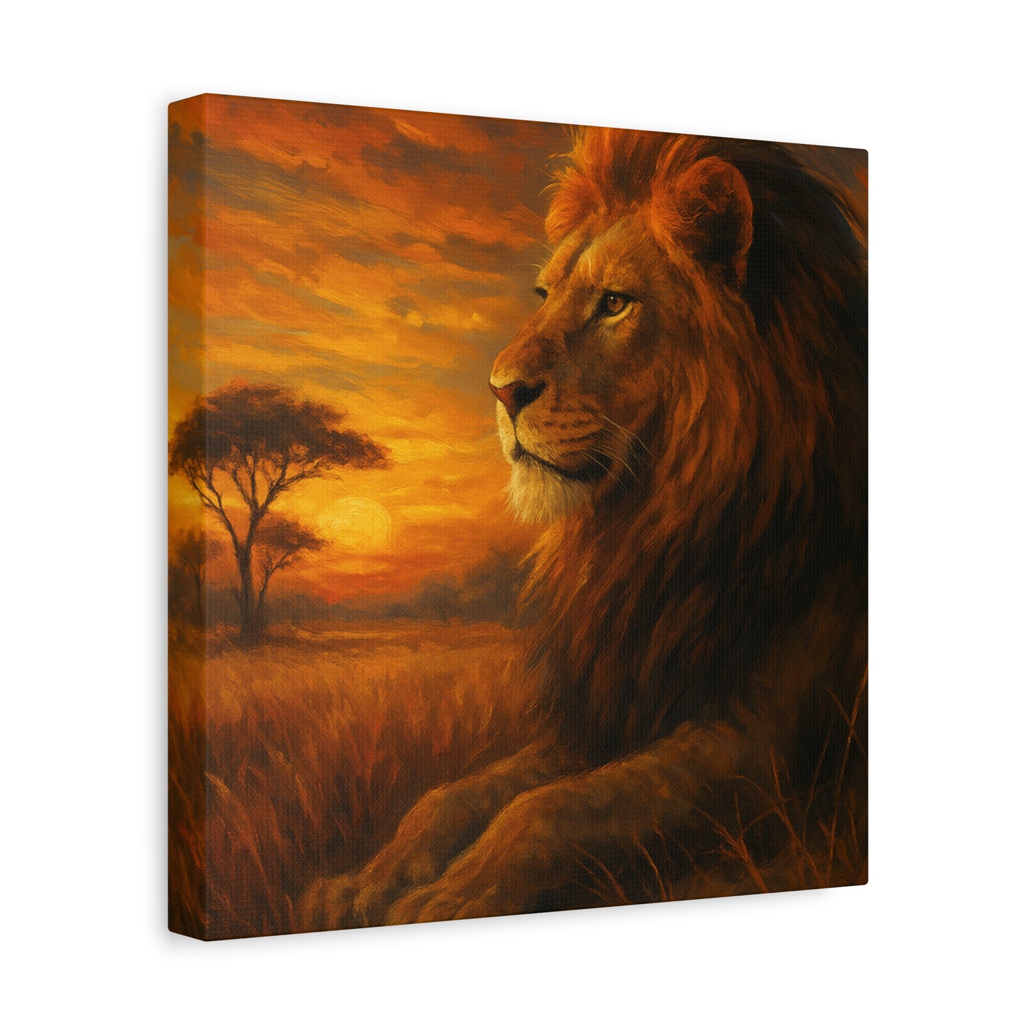King of the Savanna - Lion Sunset Canvas