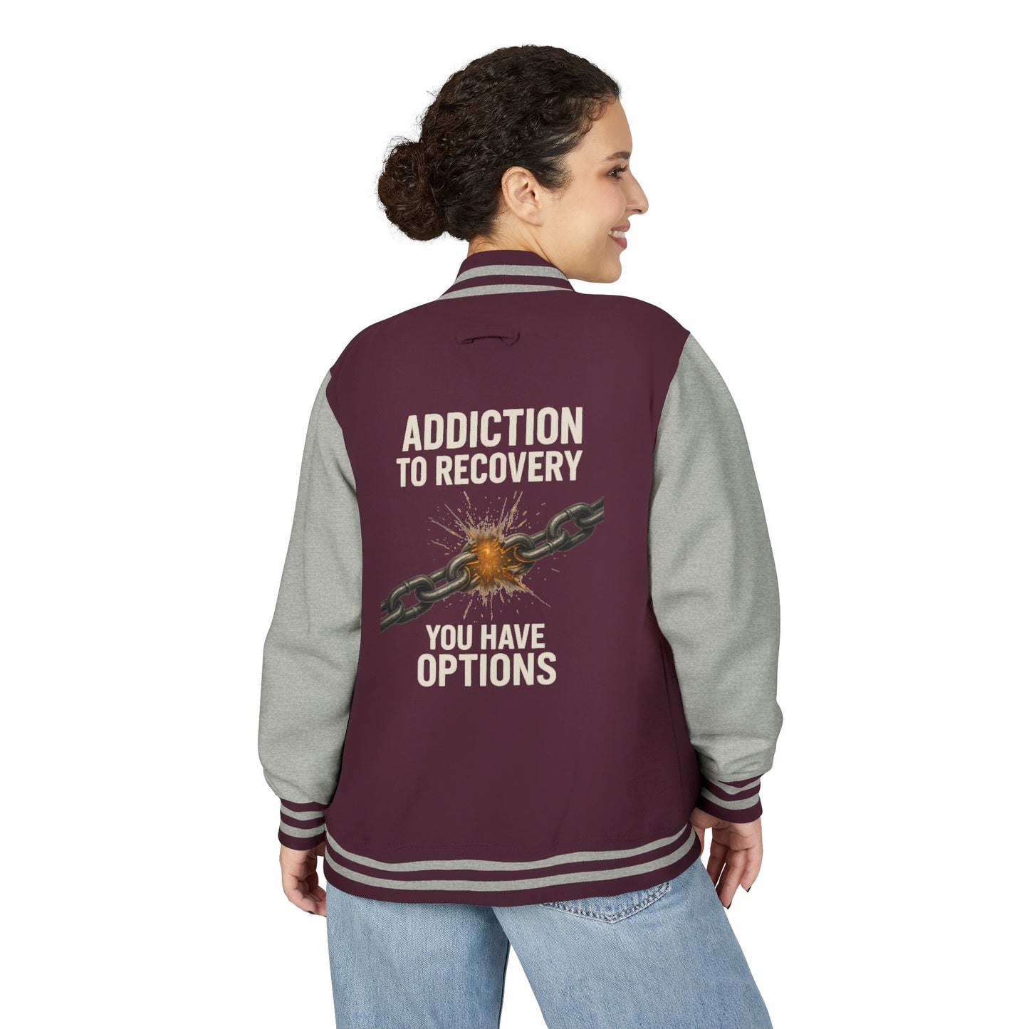 Unisex Heavyweight Letterman Jacket - Vintage Style, Perfect Gift for Recovery and Motivation, Casual Wear, Sports Jacket, College Style