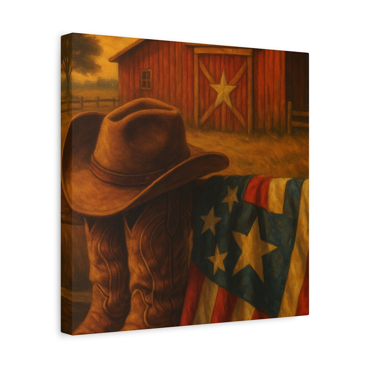 Rustic Canvas Art Print, Western Decor, Cowboy Hat and Boots, Americana Wall Art, Perfect Gift for Country Lovers