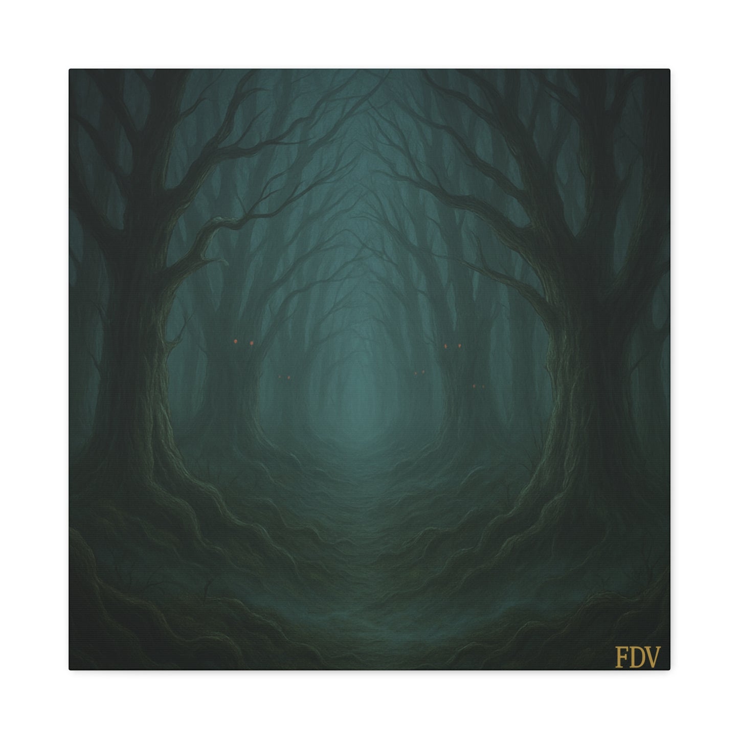 Eerie Forest Canvas Art, Spooky Home Decor, Dark Wall Hanging, Halloween Wall Art, Unique Gift for Nature Lovers, Gothic Decor