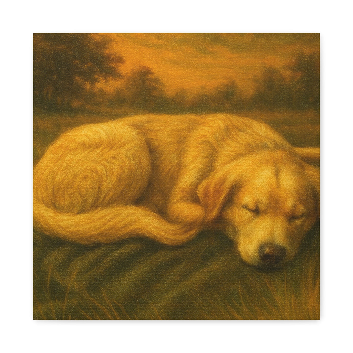 Golden Retriever Art Canvas Print, Dog Lovers Decor, Warm Home Wall Art, Gift for Pet Owners, Relaxing Pet Artwork