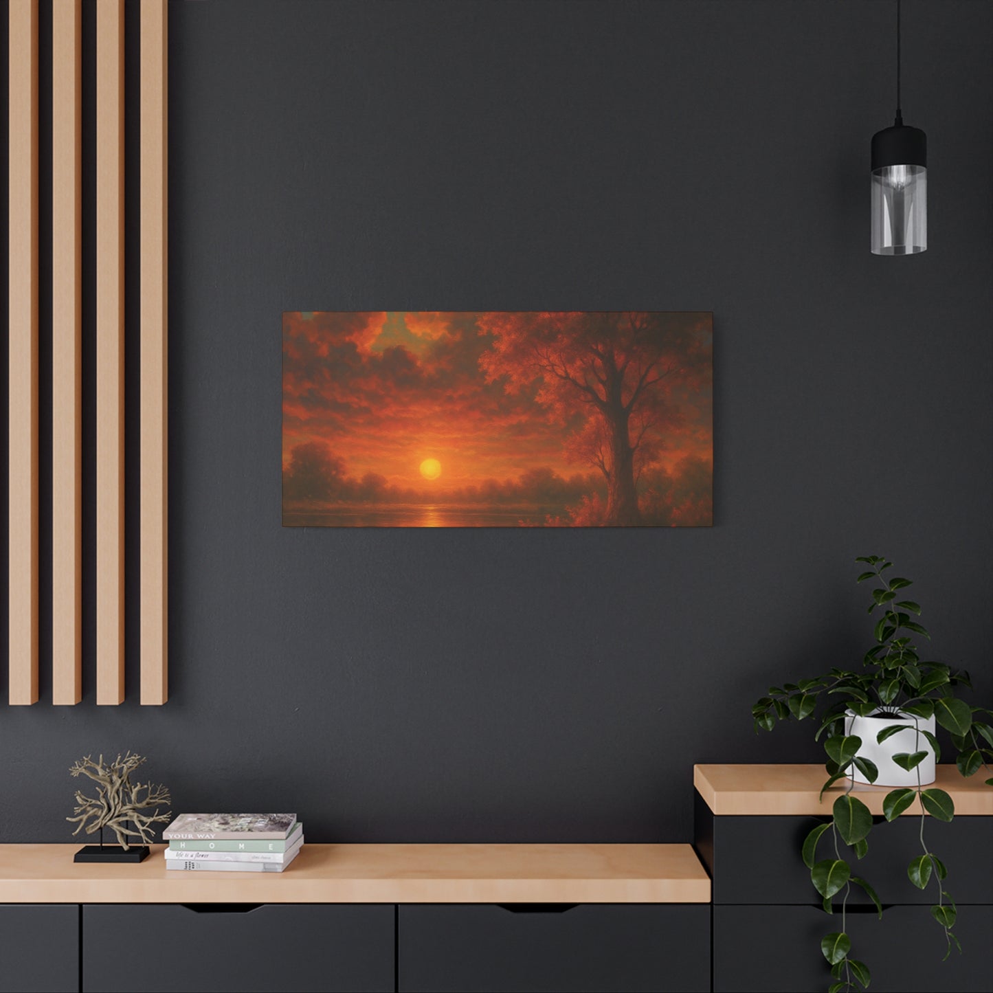 Serene Sunset Canvas Wall Art, Nature Decor, Home Aesthetic, Gift for Art Lovers, Inspiring Wall Hanging, Living Room Decoration