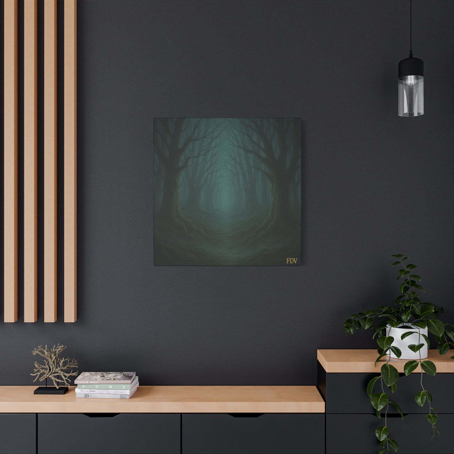 Eerie Forest Canvas Art, Spooky Home Decor, Dark Wall Hanging, Halloween Wall Art, Unique Gift for Nature Lovers, Gothic Decor