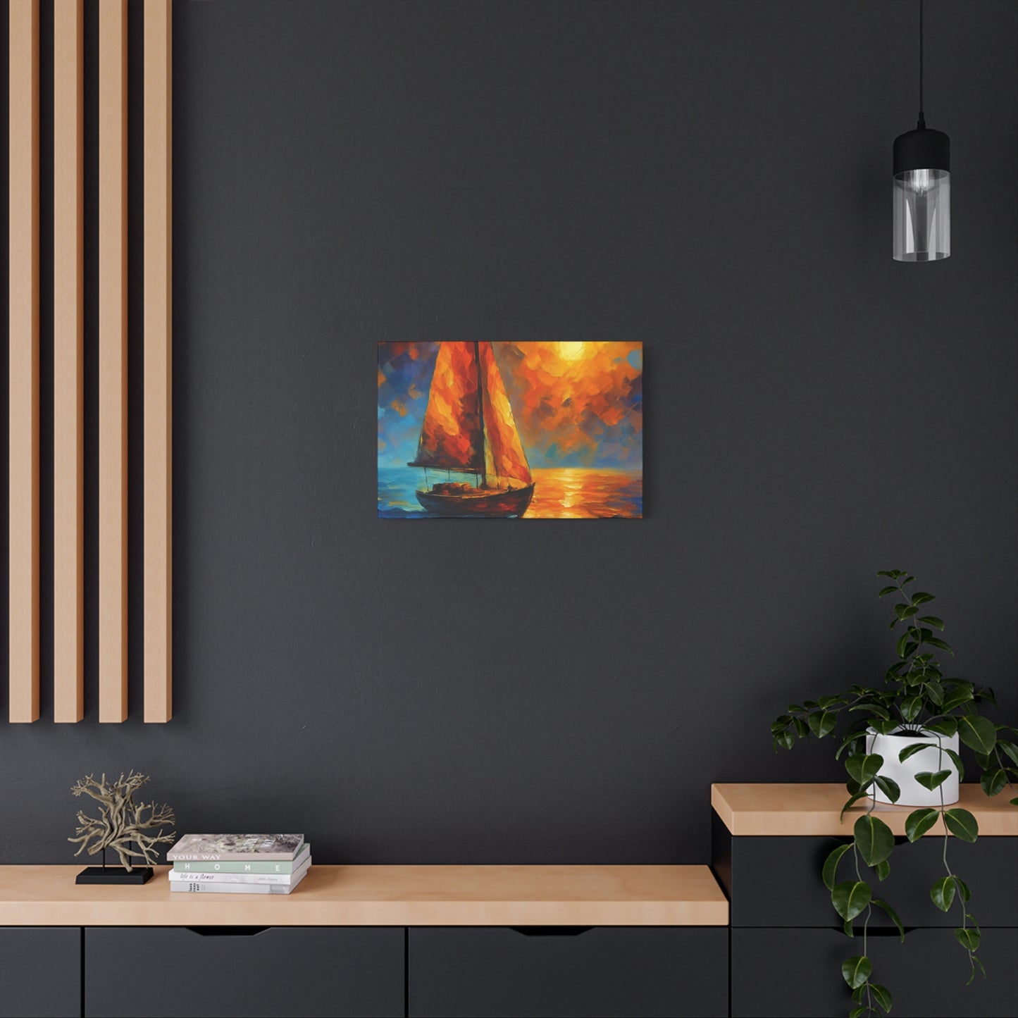 Canvas Art Print, Nautical Wall Decor, Sailboat Painting, Ocean Sunset, Home Decoration, Coastal Art