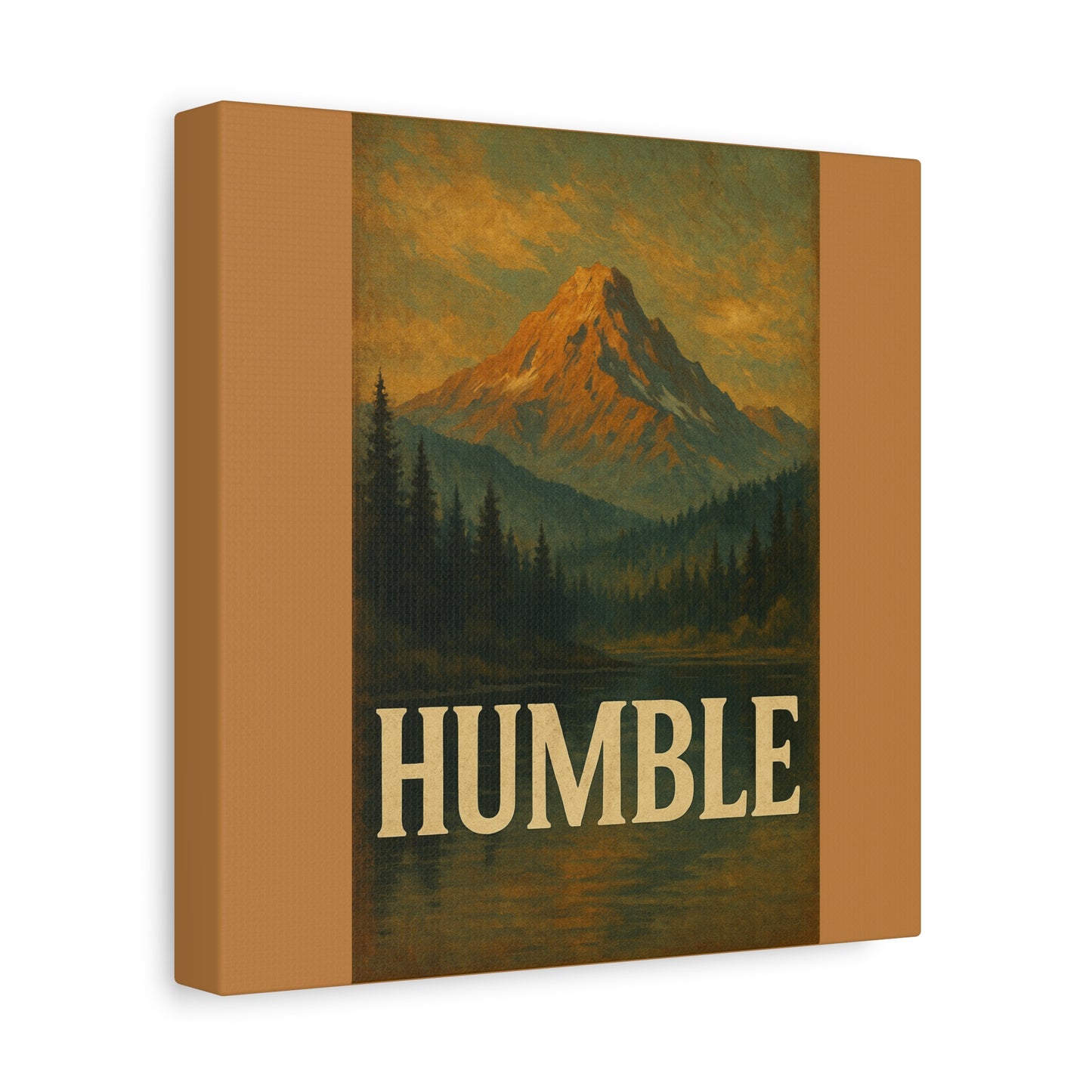 Humble Canvas Wall Art, Rustic Home Decor, Mountain Landscape Art, Inspirational Quotes Wall Art, Nature-Inspired Gift