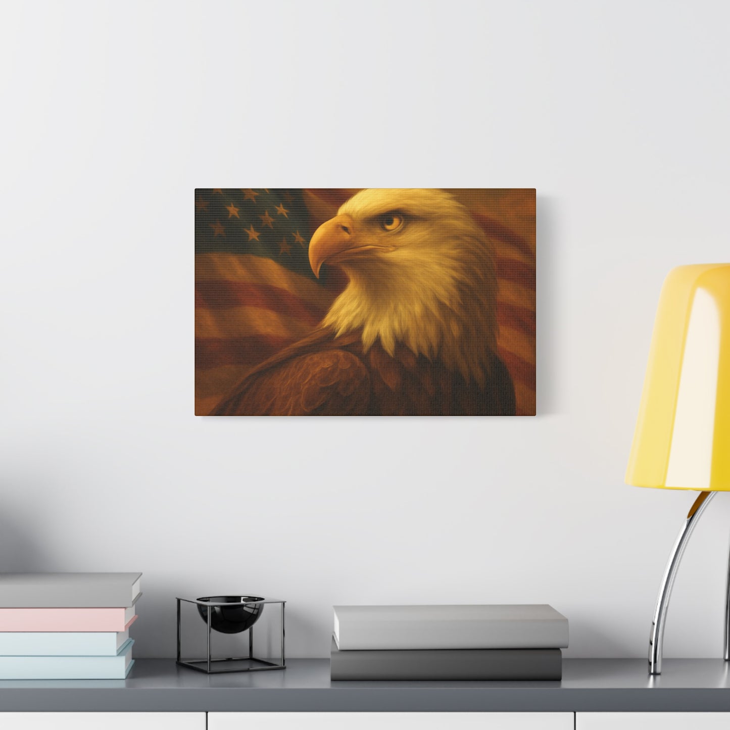 Patriotic Eagle Canvas Wall Art - American Flag Decor, Home Office, Gift for Veterans, National Holidays, Wall Decor