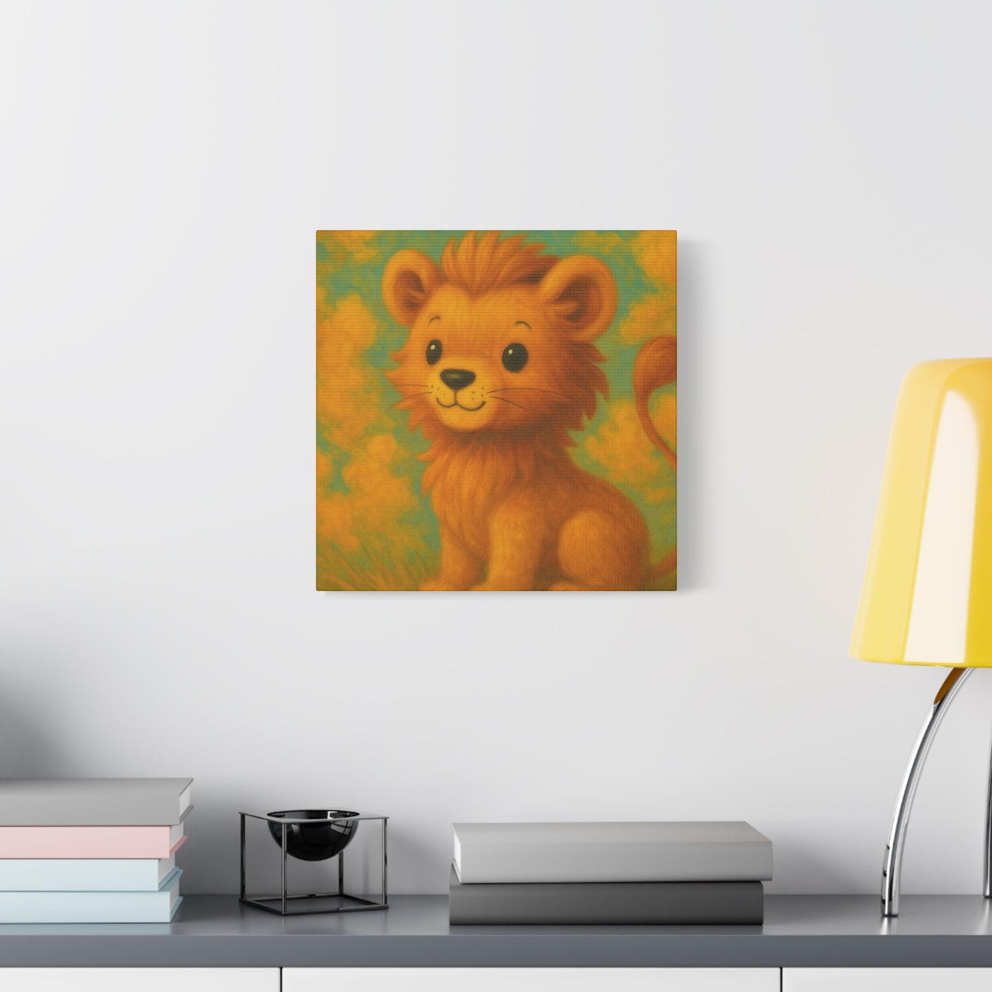 Whimsical Lion Canvas Wall Art, Nursery Decor, Kids Room Decoration, Cute Animal Print, Baby Shower Gift, Playroom Art