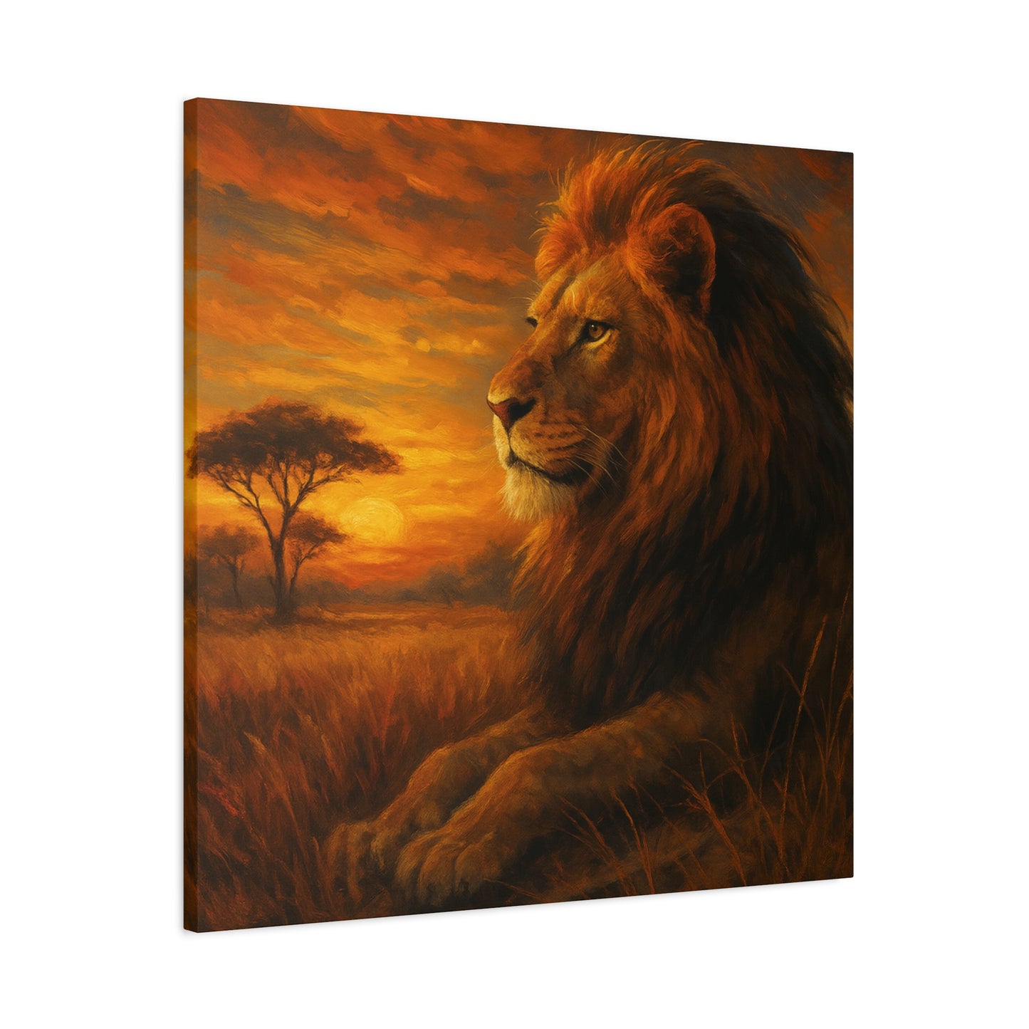 King of the Savanna - Lion Sunset Canvas