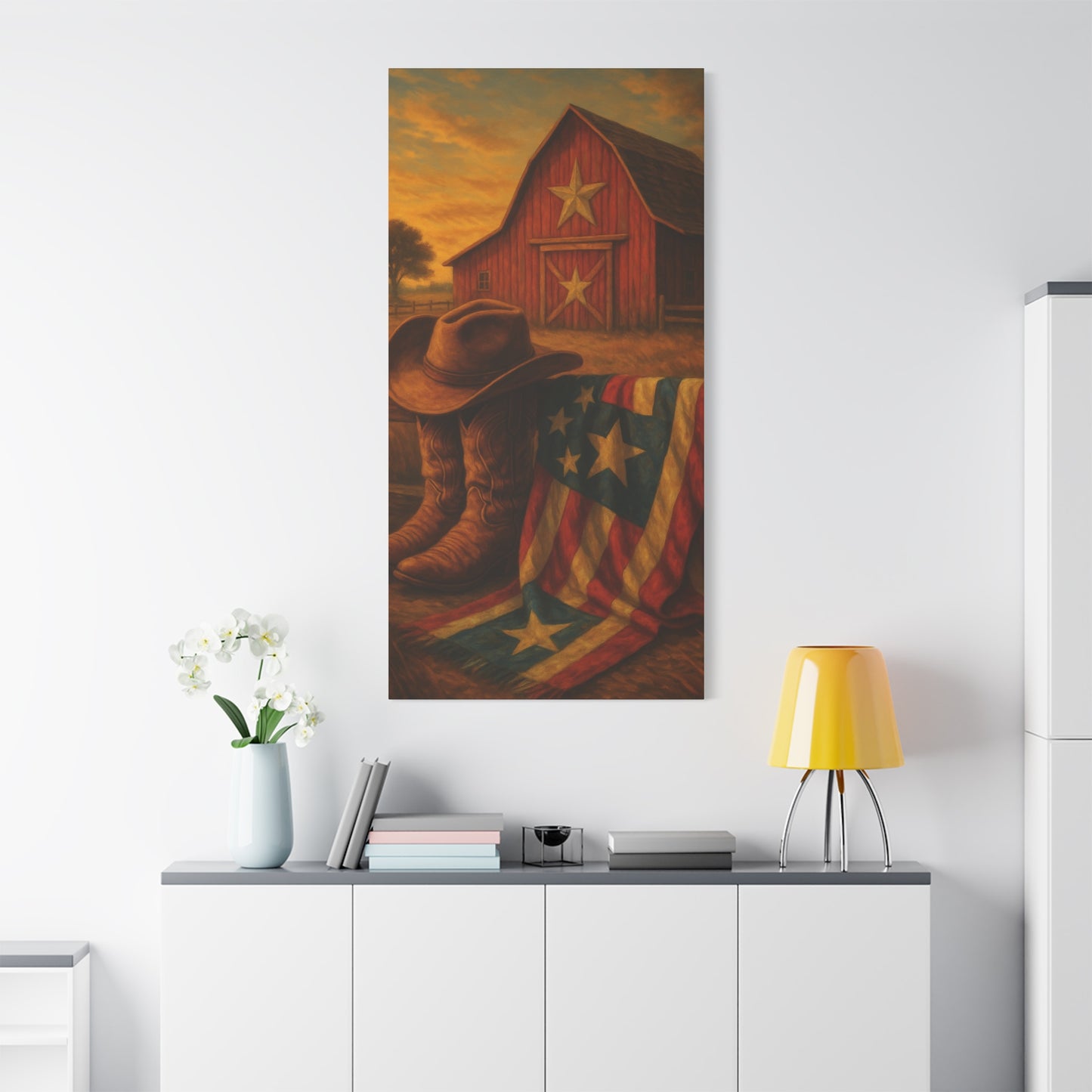 Rustic Canvas Art Print, Western Decor, Cowboy Hat and Boots, Americana Wall Art, Perfect Gift for Country Lovers