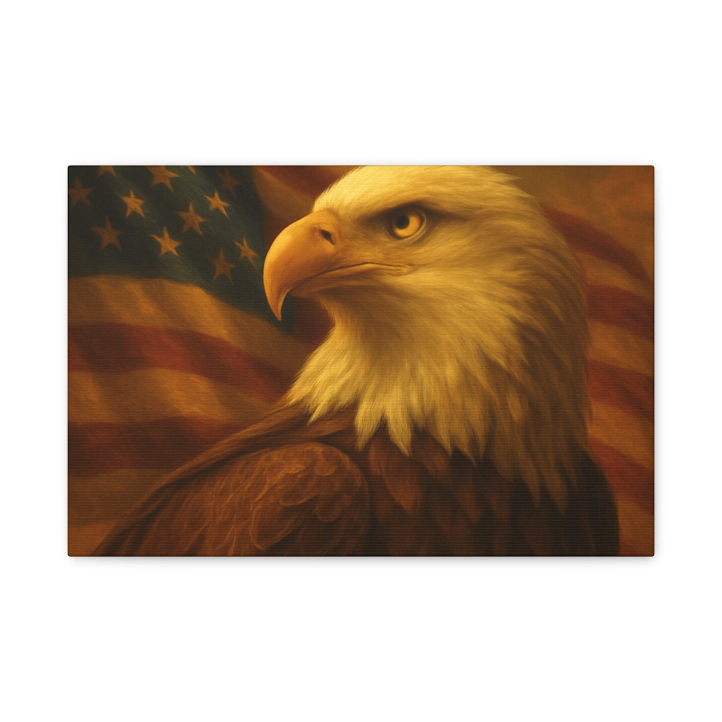 Patriotic Eagle Canvas Wall Art - American Flag Decor, Home Office, Gift for Veterans, National Holidays, Wall Decor
