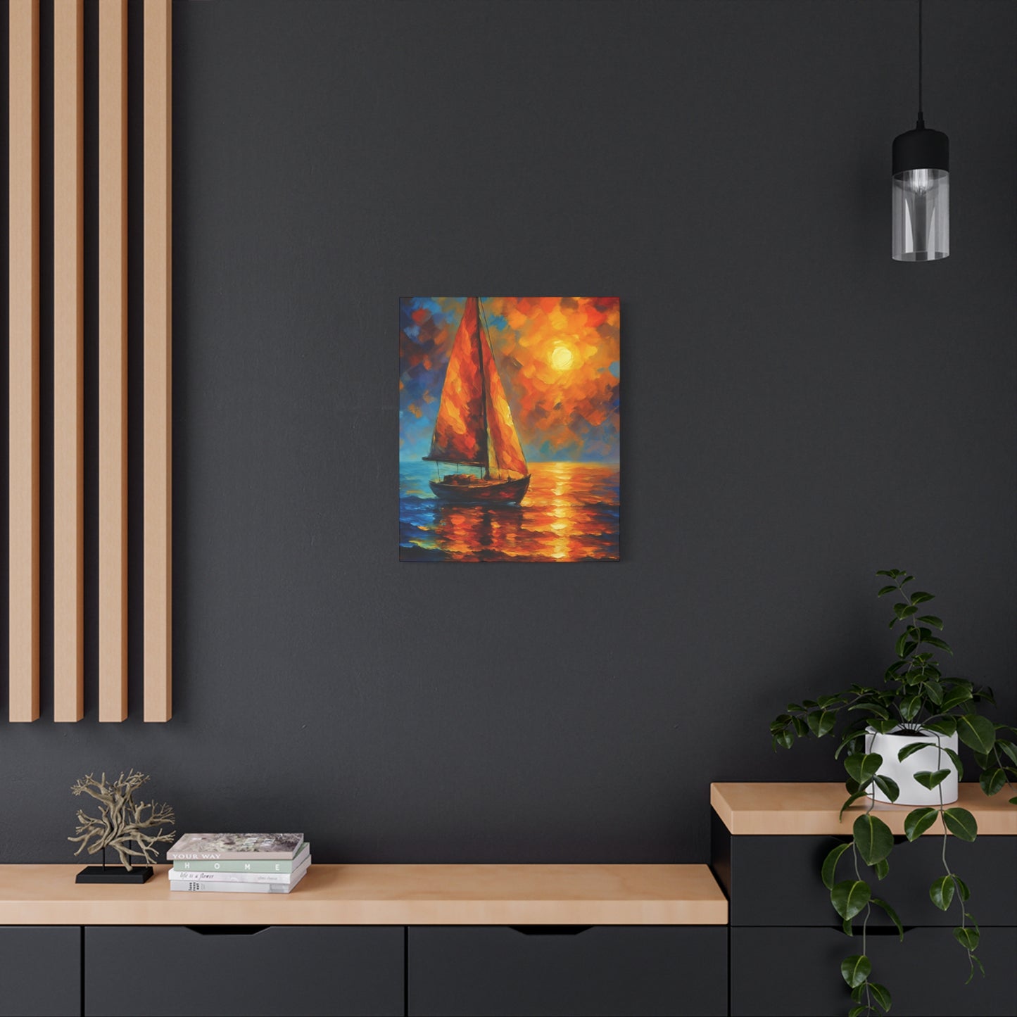 Canvas Art Print, Nautical Wall Decor, Sailboat Painting, Ocean Sunset, Home Decoration, Coastal Art