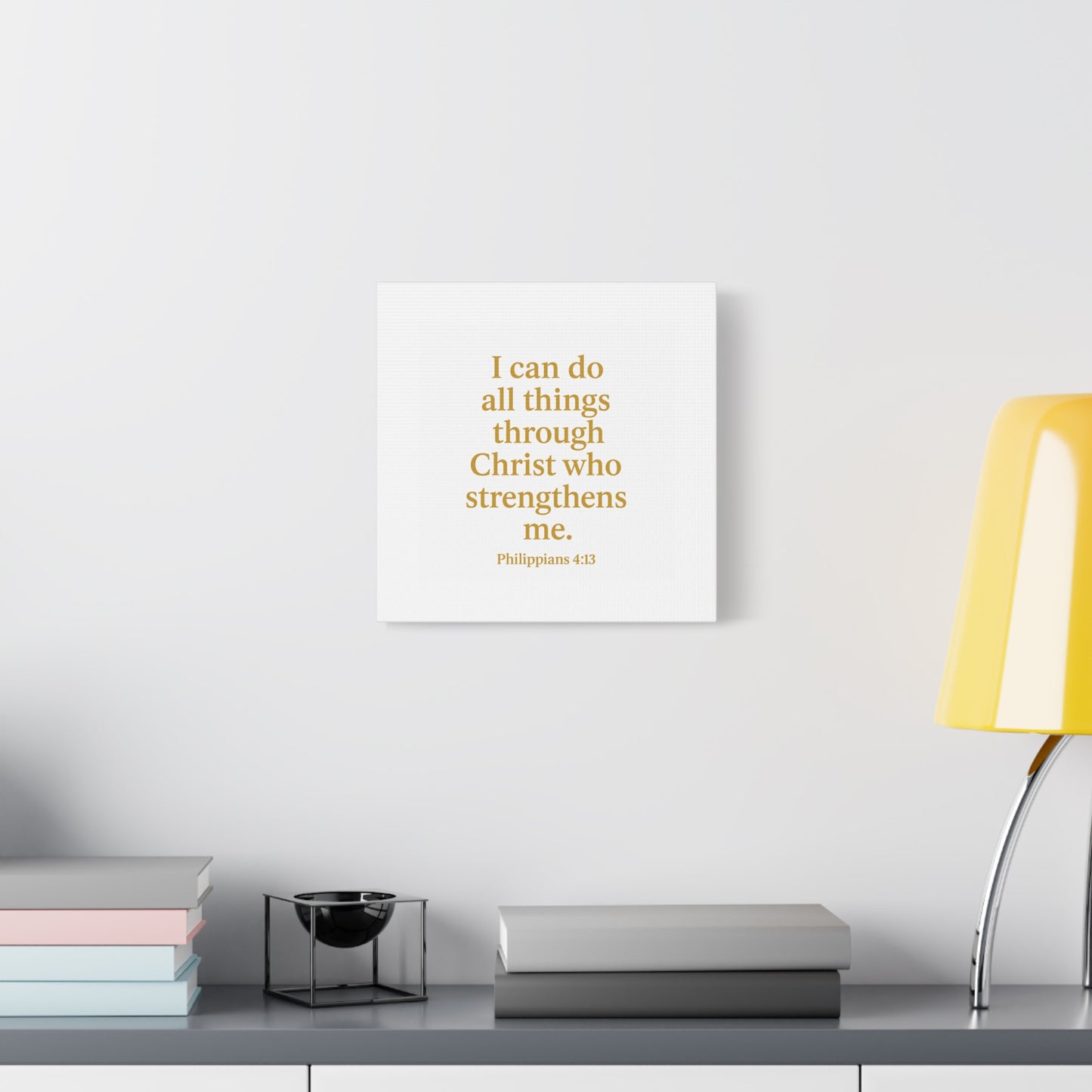 Inspirational Wall Art Canvas - Philippians 4:13 Quote, Motivational Home Decor, Christian Gift, Modern Framed Print, Faith-Based Art