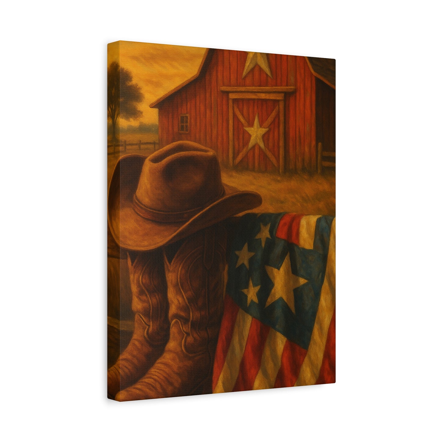 Rustic Canvas Art Print, Western Decor, Cowboy Hat and Boots, Americana Wall Art, Perfect Gift for Country Lovers