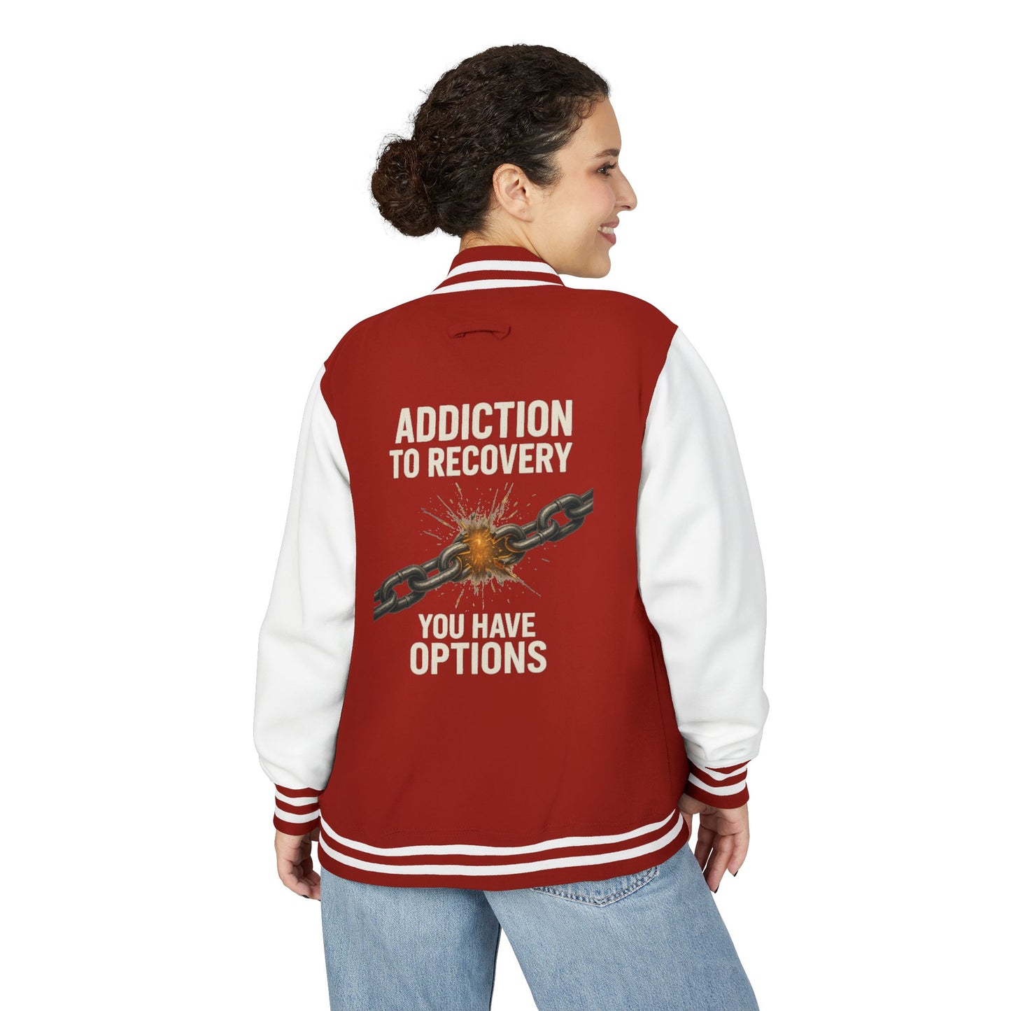 Unisex Heavyweight Letterman Jacket - Vintage Style, Perfect Gift for Recovery and Motivation, Casual Wear, Sports Jacket, College Style