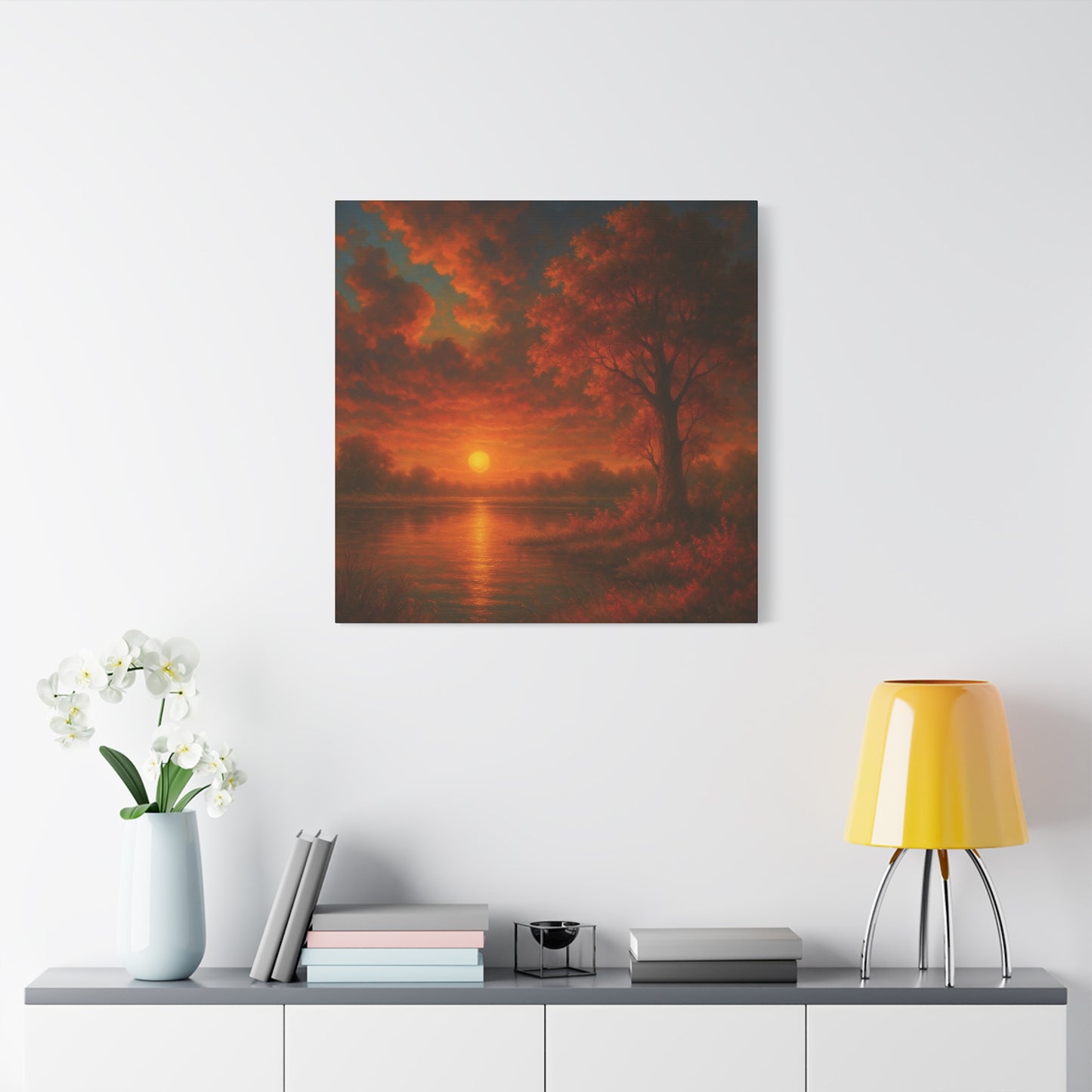 Serene Sunset Canvas Wall Art, Nature Decor, Home Aesthetic, Gift for Art Lovers, Inspiring Wall Hanging, Living Room Decoration