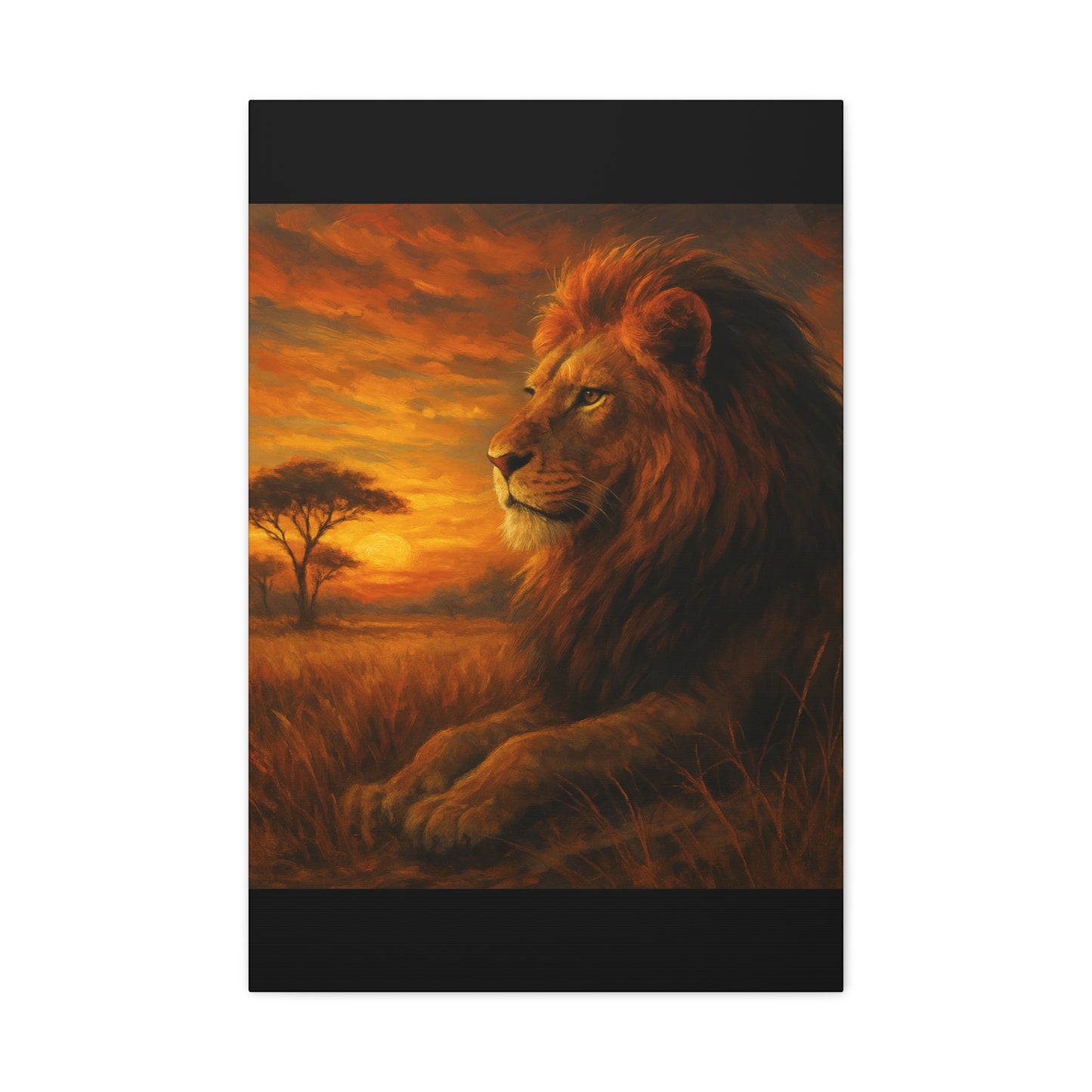 King of the Savanna - Lion Sunset Canvas