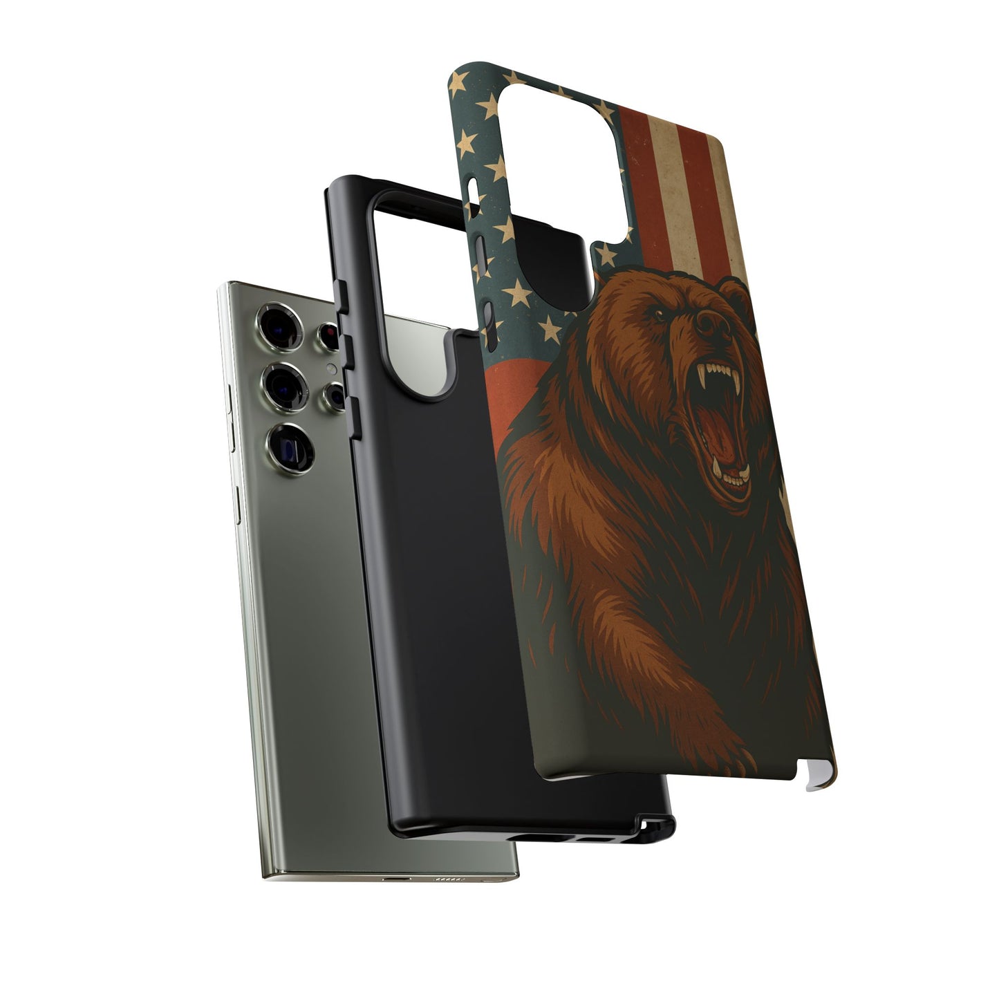 Tough Cases - Patriotic Bear Phone Case, Custom Phone Cover, Strong Protective Case, USA Flag Design, Gift for Outdoors Lovers
