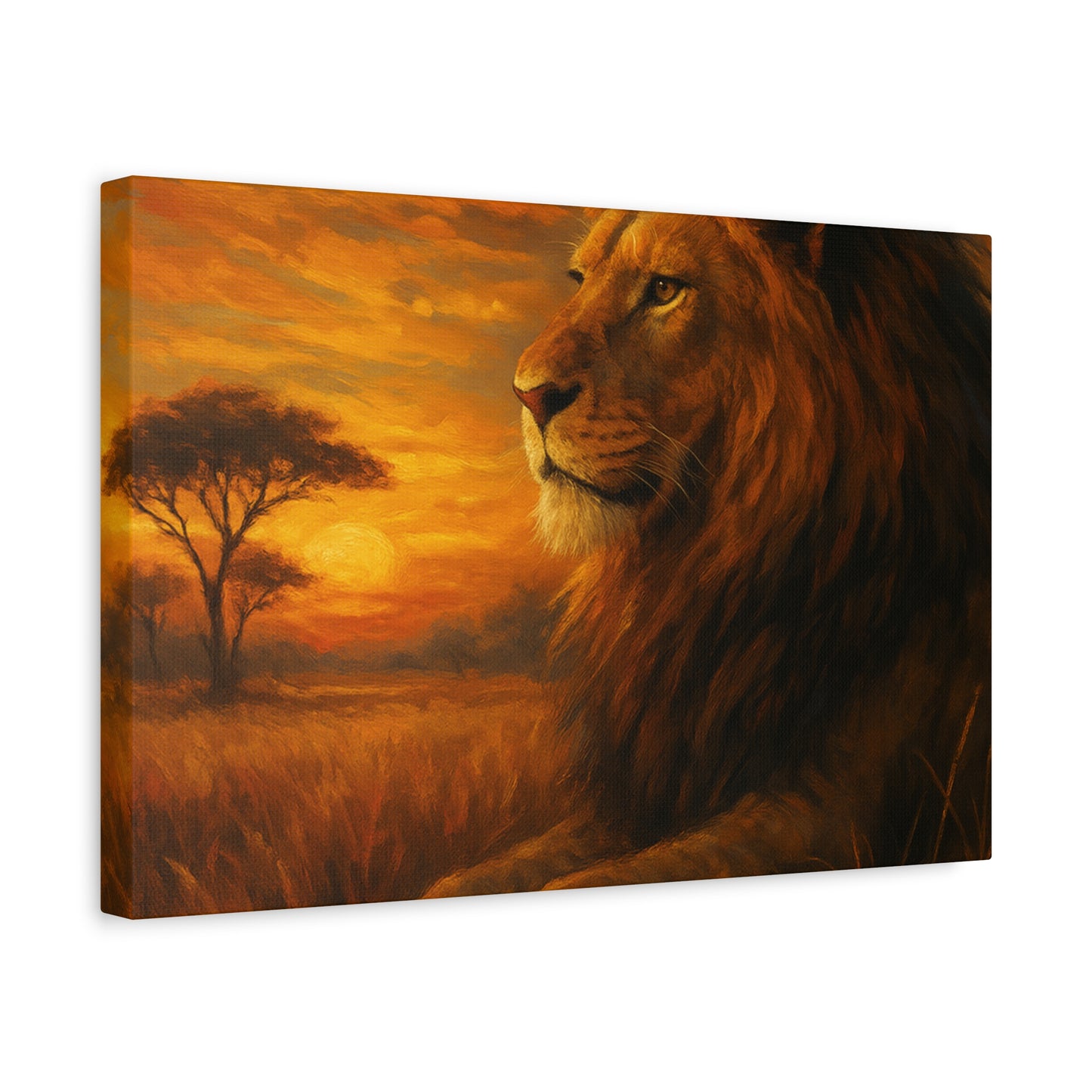 King of the Savanna - Lion Sunset Canvas