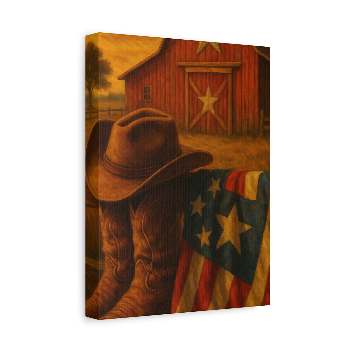 Rustic Canvas Art Print, Western Decor, Cowboy Hat and Boots, Americana Wall Art, Perfect Gift for Country Lovers