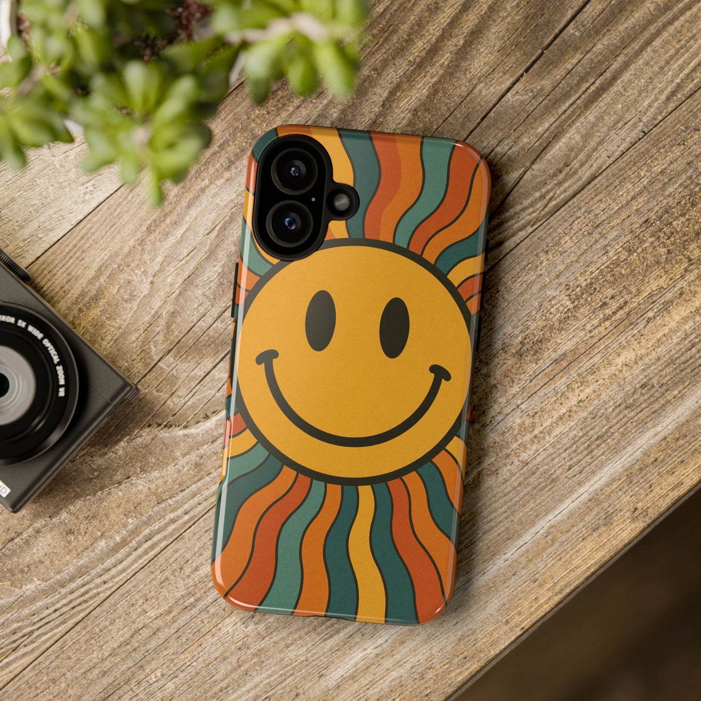 Colorful Smiley Phone Case, Retro Vibe Phone Cover, Cute Gift for Kids and Adults, Fun Protector for Everyday Use, Eco-Friendly Merchandise