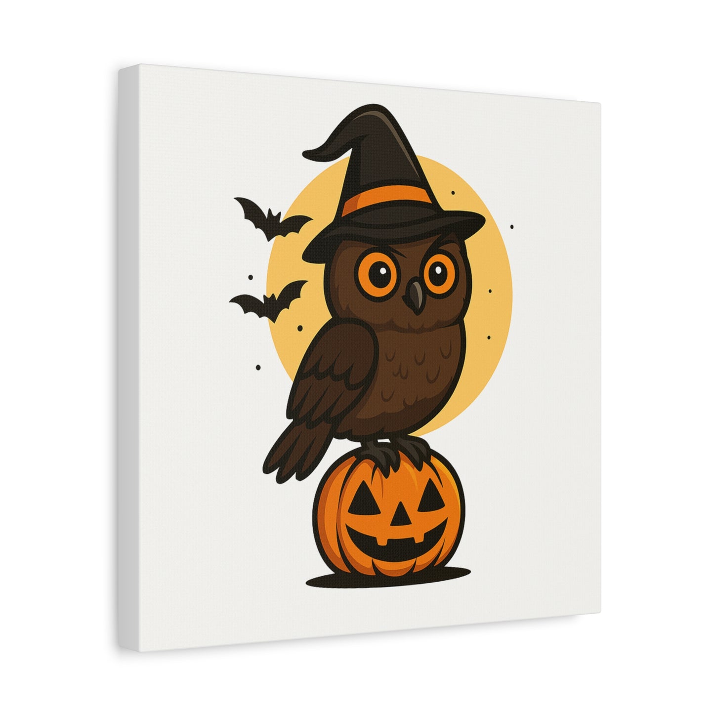 Halloween Owl Canvas Art, Fall Decor, Pumpkin Wall Decor, Spooky Home Decoration, Kids Room Wall Art