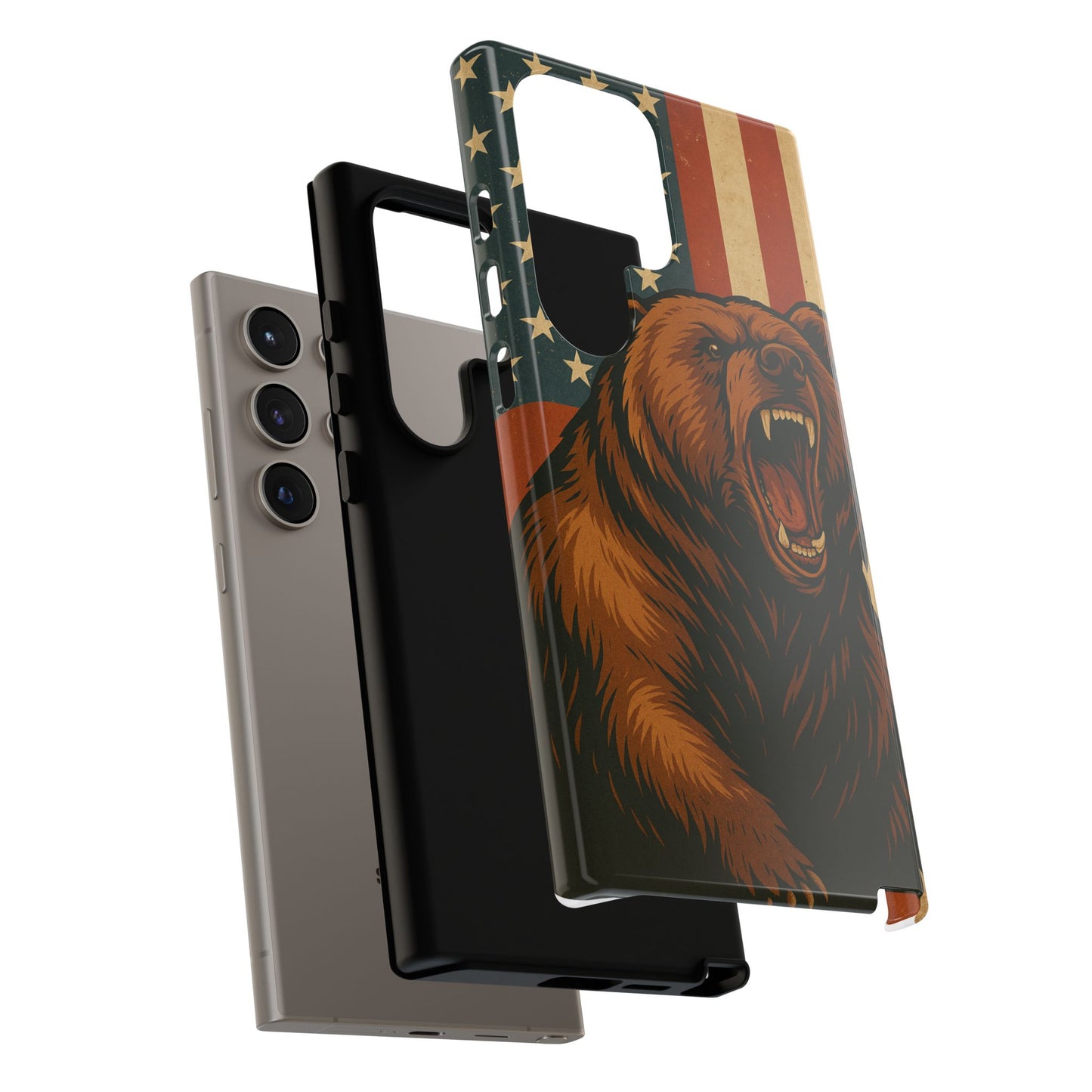 Tough Cases - Patriotic Bear Phone Case, Custom Phone Cover, Strong Protective Case, USA Flag Design, Gift for Outdoors Lovers