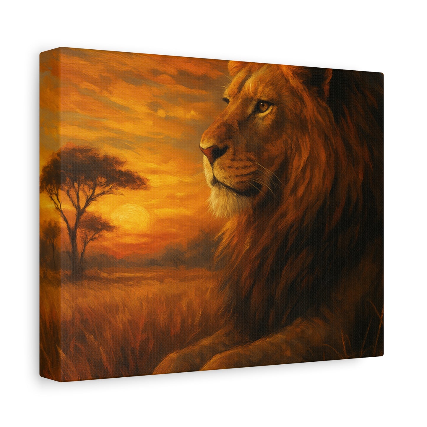 King of the Savanna - Lion Sunset Canvas