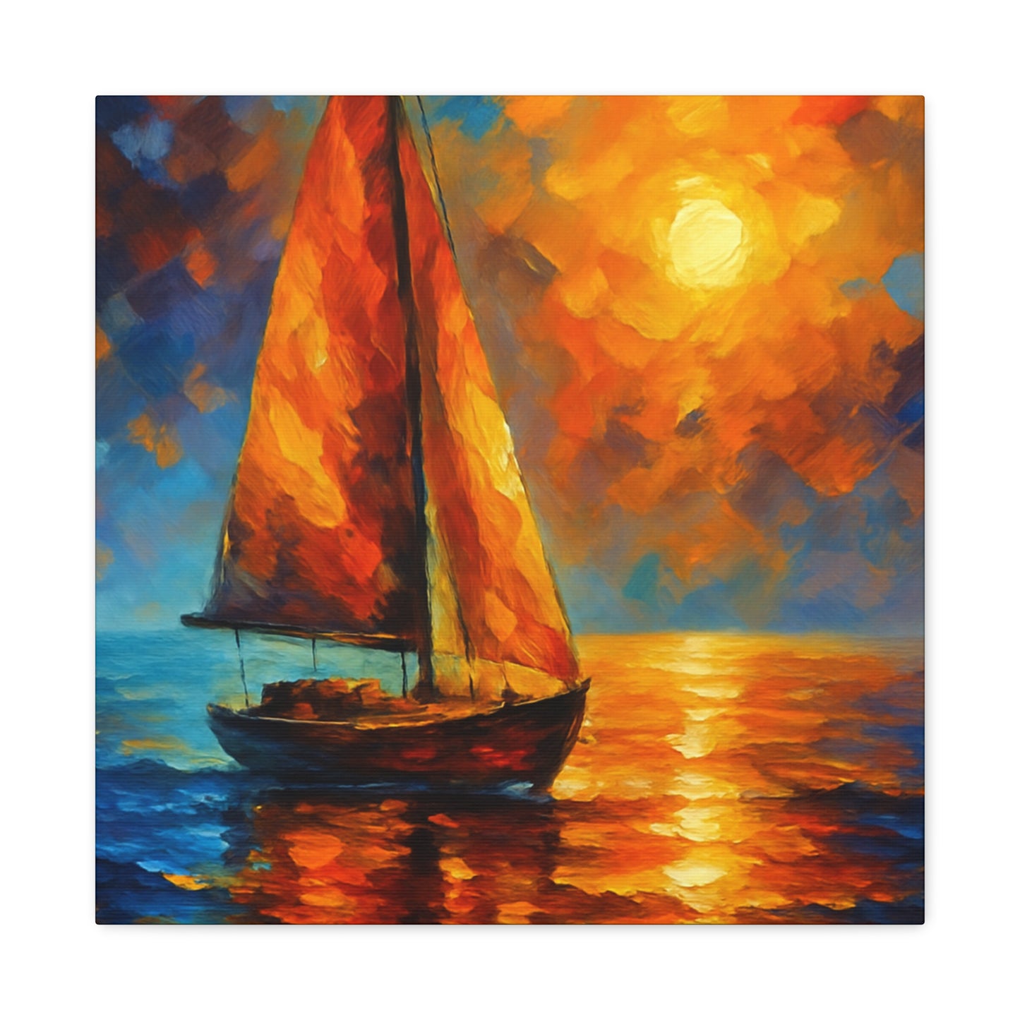 Canvas Art Print, Nautical Wall Decor, Sailboat Painting, Ocean Sunset, Home Decoration, Coastal Art