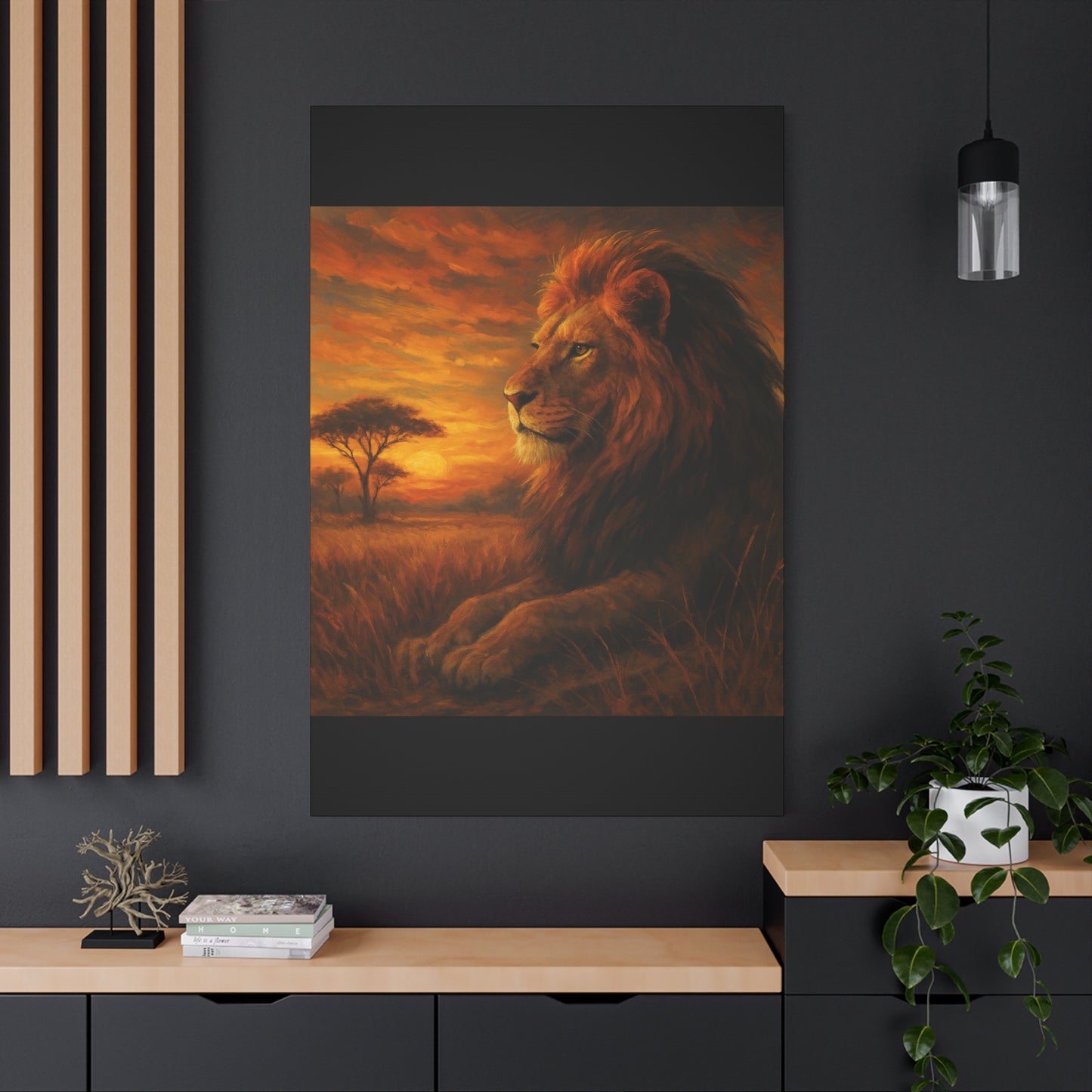 King of the Savanna - Lion Sunset Canvas