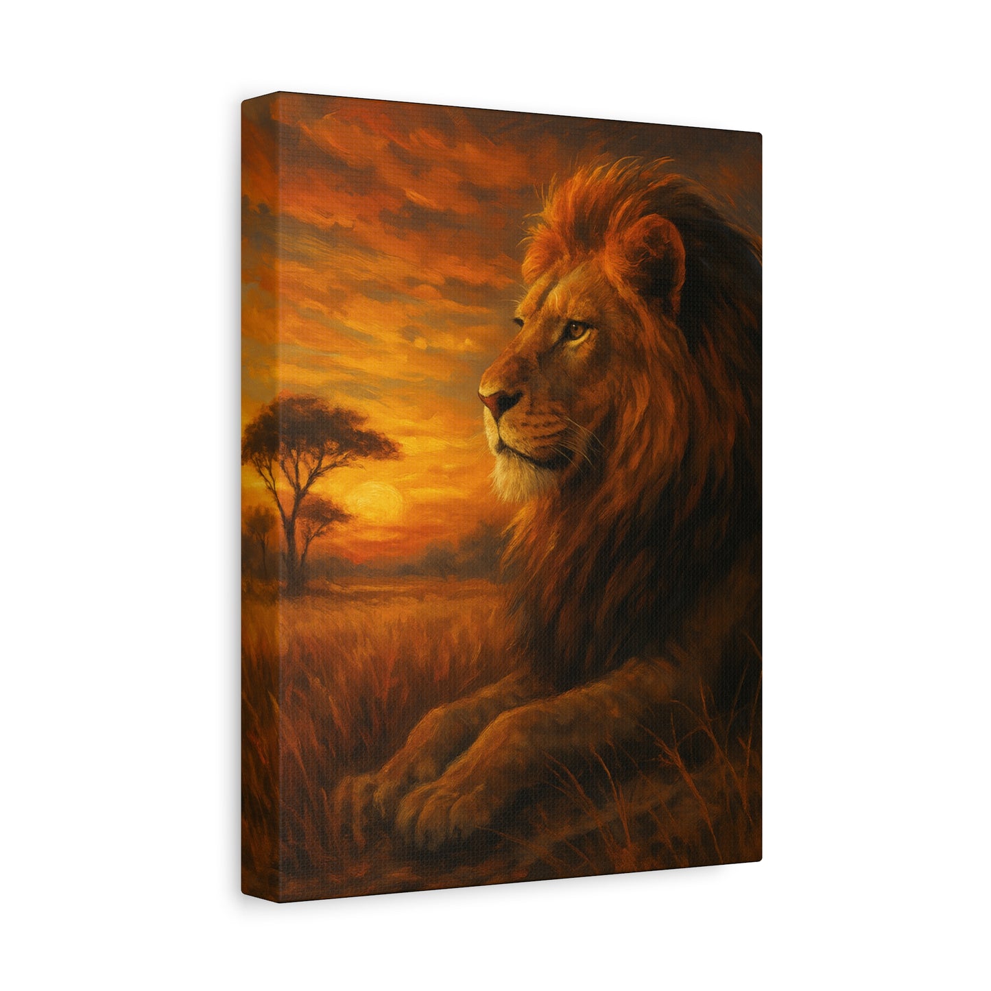King of the Savanna - Lion Sunset Canvas