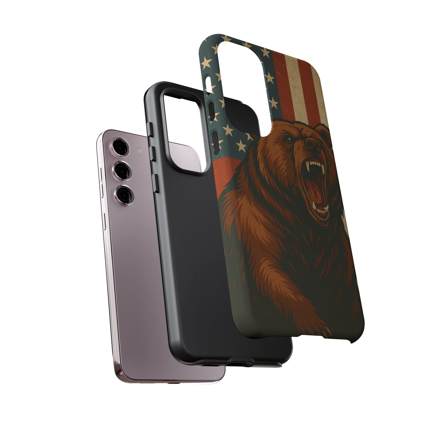Tough Cases - Patriotic Bear Phone Case, Custom Phone Cover, Strong Protective Case, USA Flag Design, Gift for Outdoors Lovers