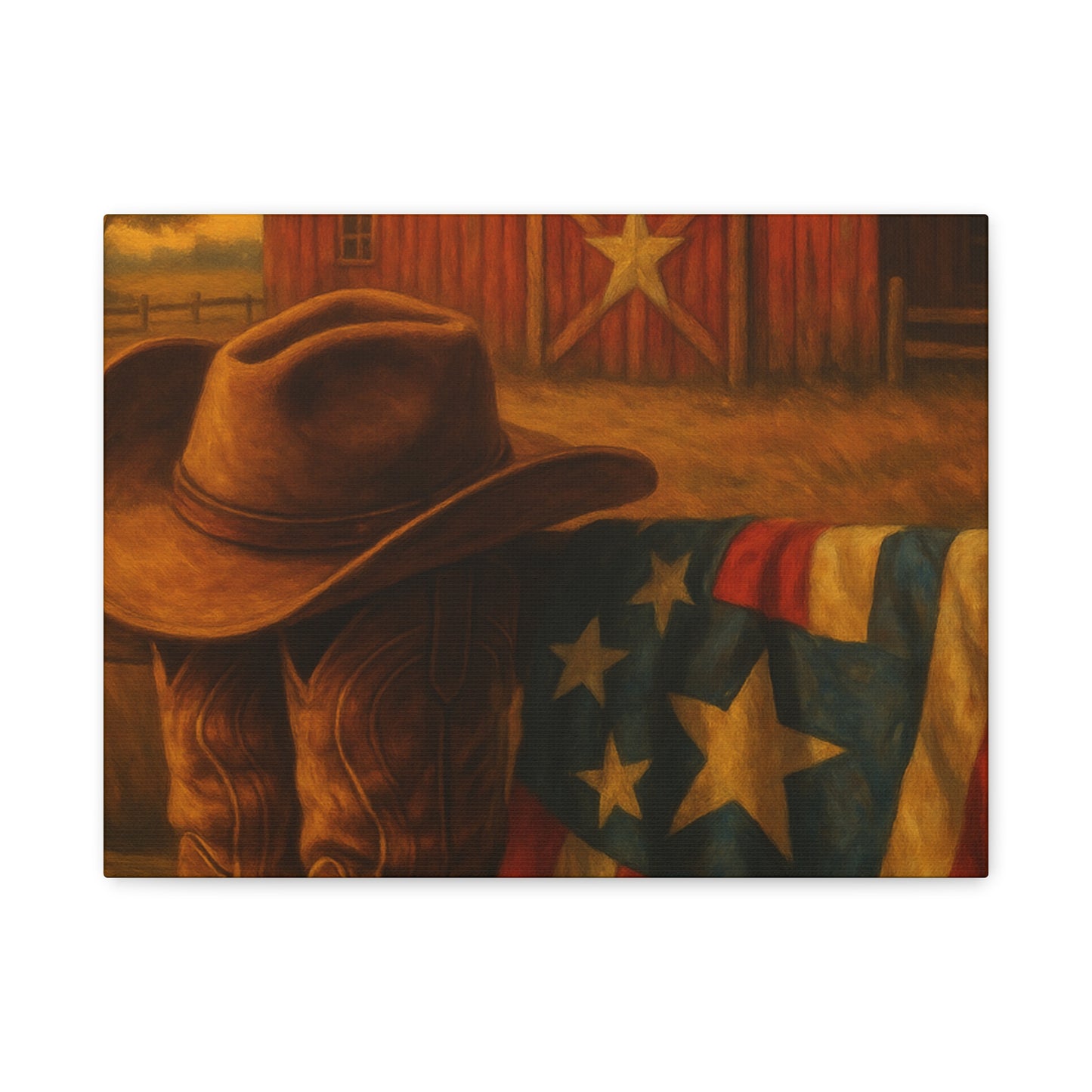 Rustic Canvas Art Print, Western Decor, Cowboy Hat and Boots, Americana Wall Art, Perfect Gift for Country Lovers