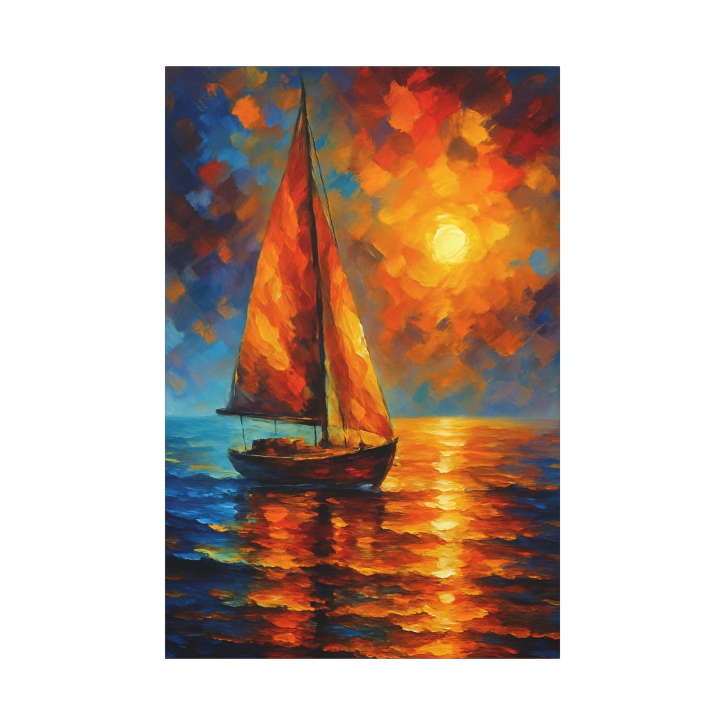 Canvas Art Print, Nautical Wall Decor, Sailboat Painting, Ocean Sunset, Home Decoration, Coastal Art