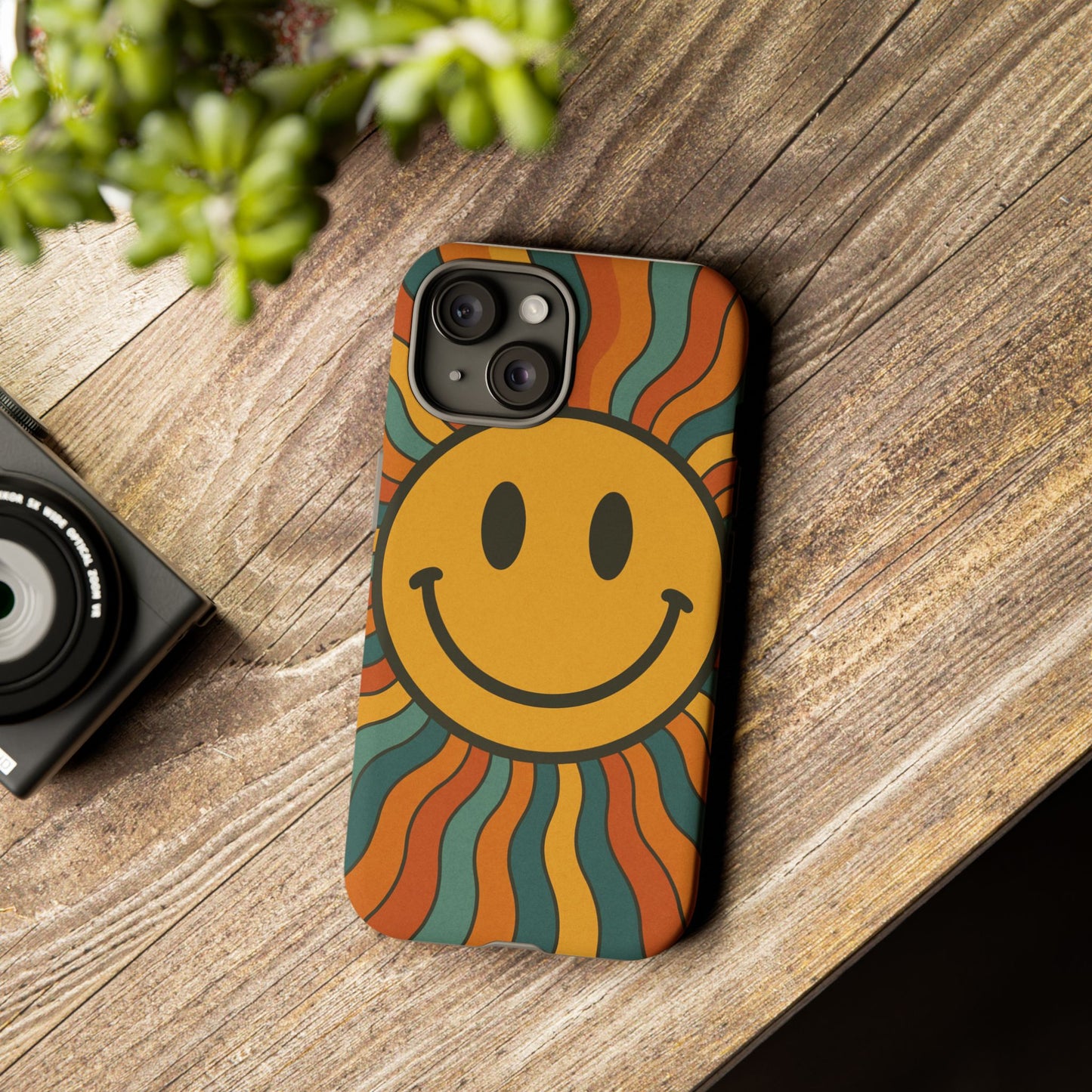 Colorful Smiley Phone Case, Retro Vibe Phone Cover, Cute Gift for Kids and Adults, Fun Protector for Everyday Use, Eco-Friendly Merchandise