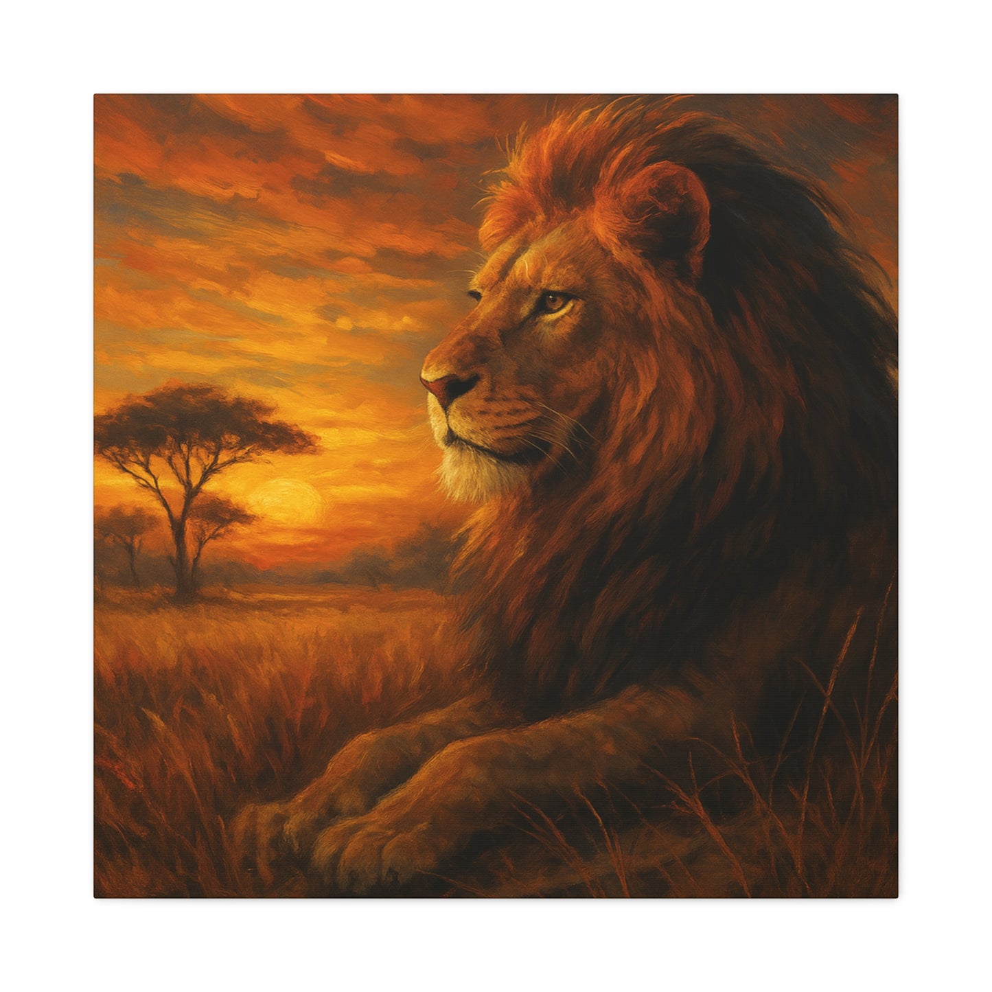 King of the Savanna - Lion Sunset Canvas