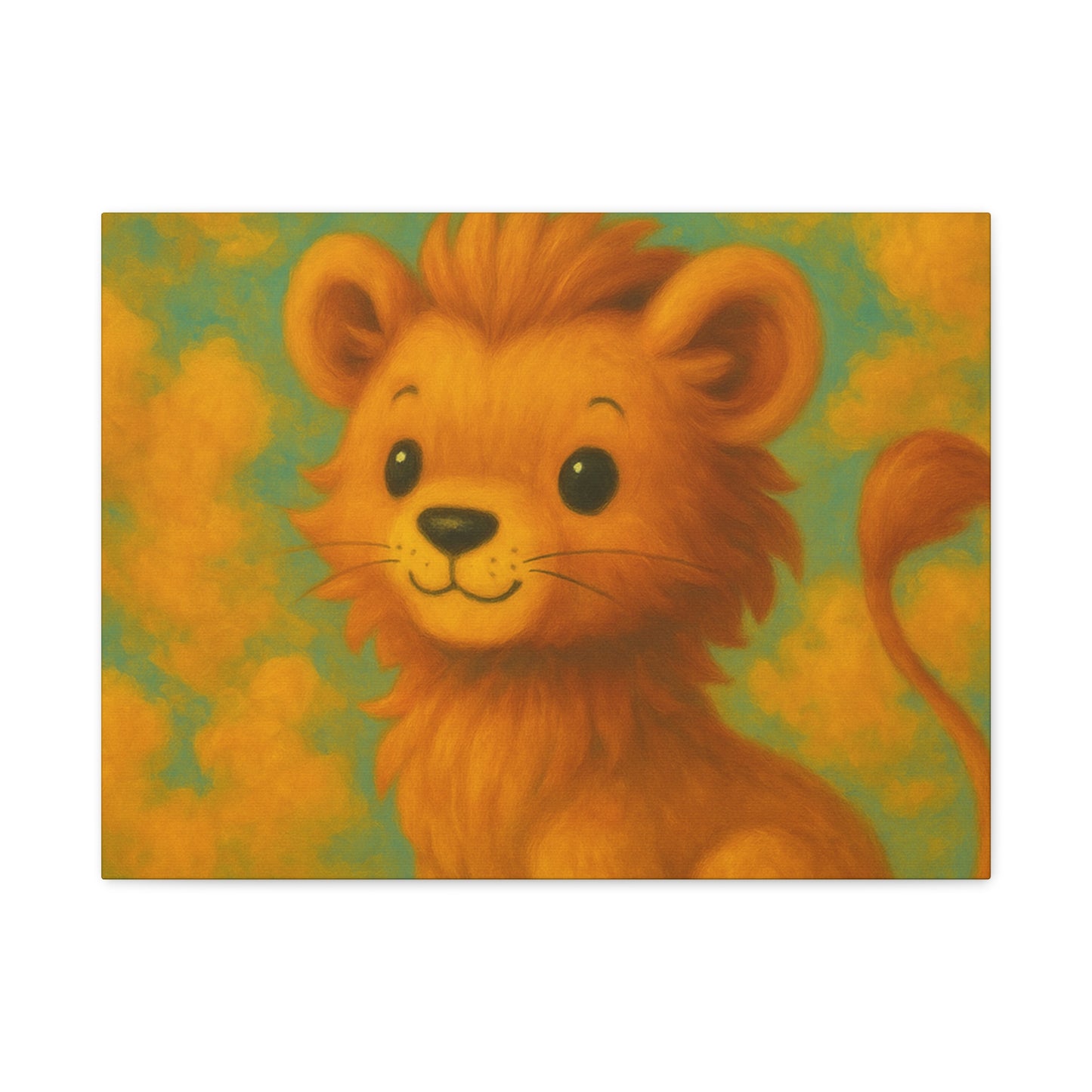 Whimsical Lion Canvas Wall Art, Nursery Decor, Kids Room Decoration, Cute Animal Print, Baby Shower Gift, Playroom Art